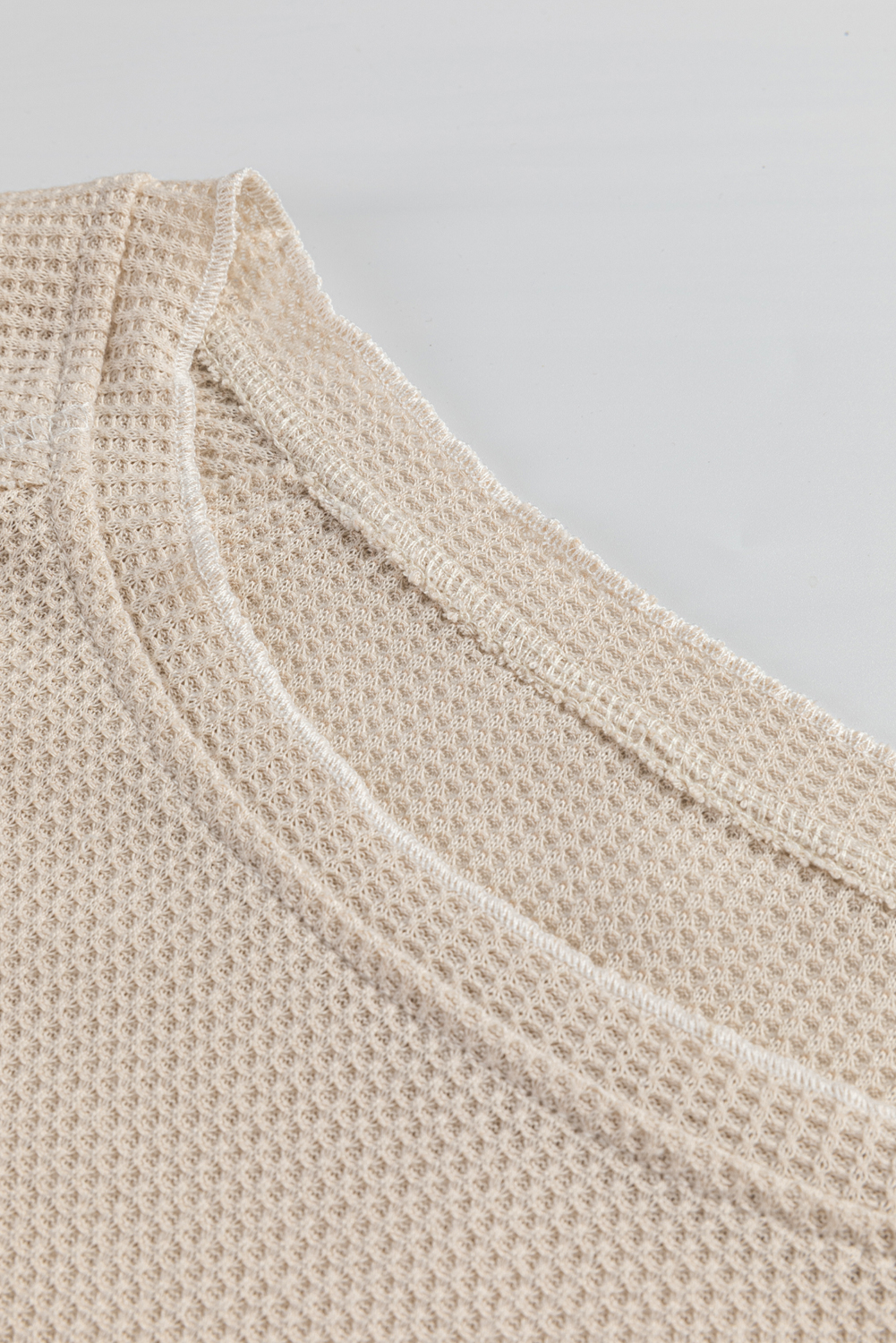 Smoke Gray Textured Round Neck Long Sleeve Top - loveforevers