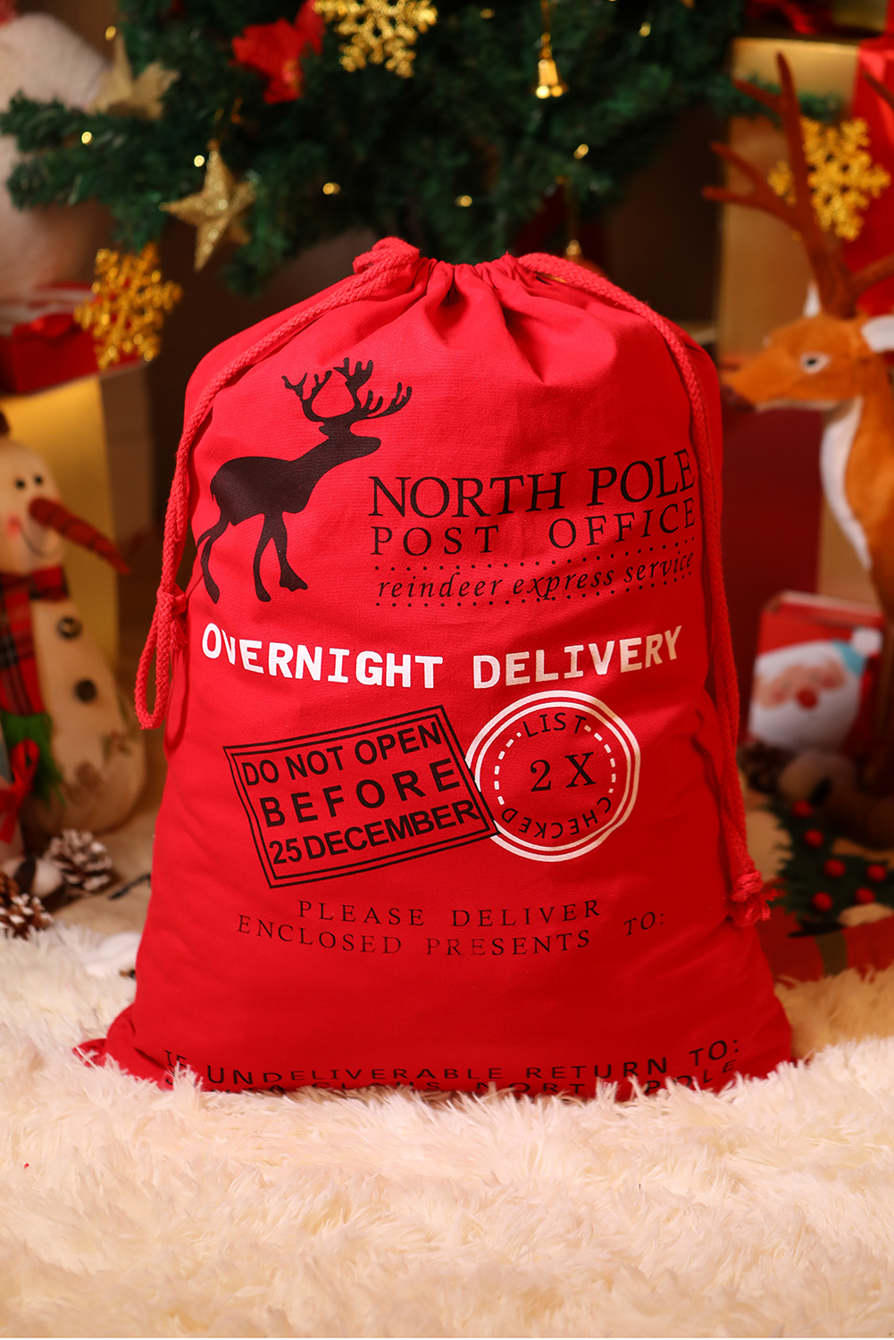 Fiery Red Christmas Drawstring Large Gift Bag 50*66cm - loveforevers