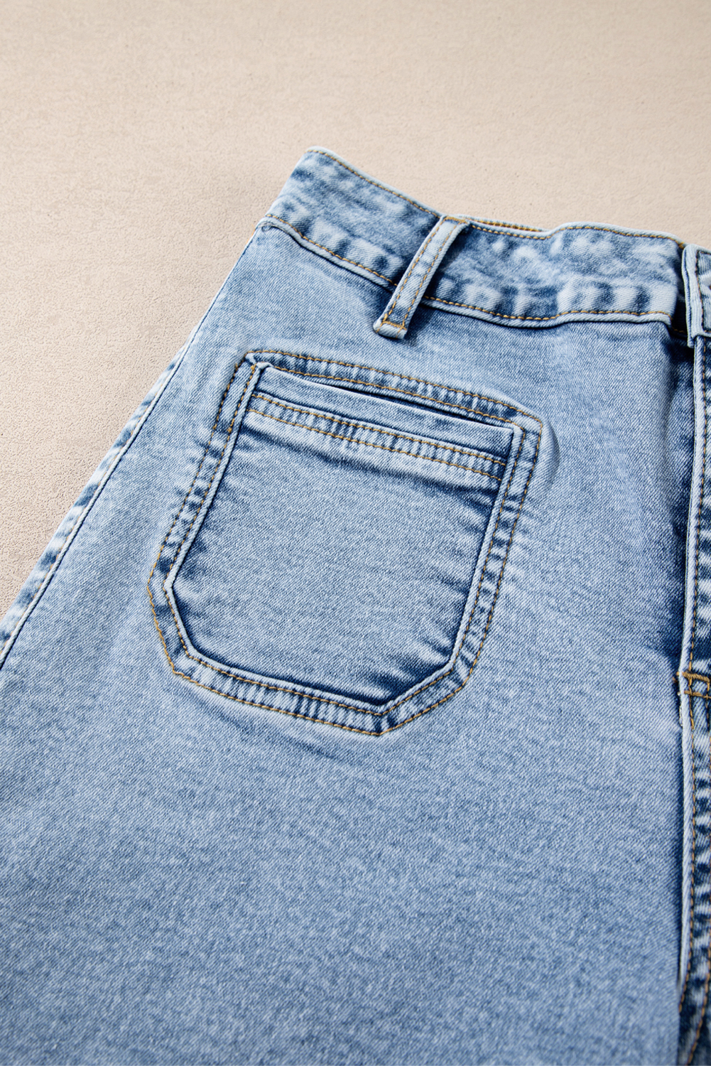 Light Blue Chic Patch Pocket Straight Leg Loose Jeans - loveforevers
