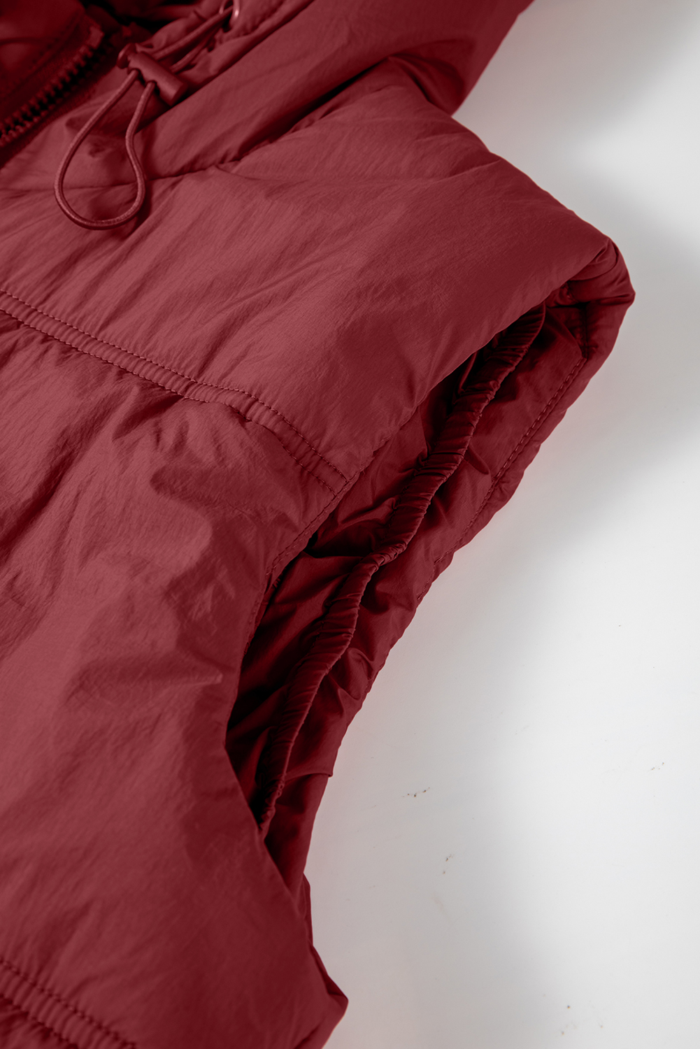 Clay Zip-up Side Pockets Hooded Puffer Vest - loveforevers