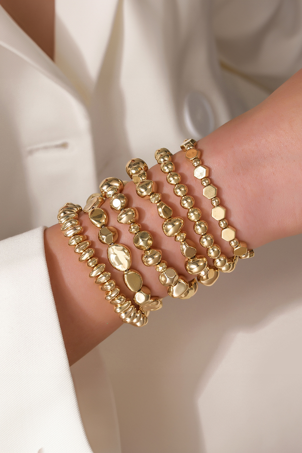 Gold Alloy Plated 6pcs Irregular Beading Bracelet - loveforevers