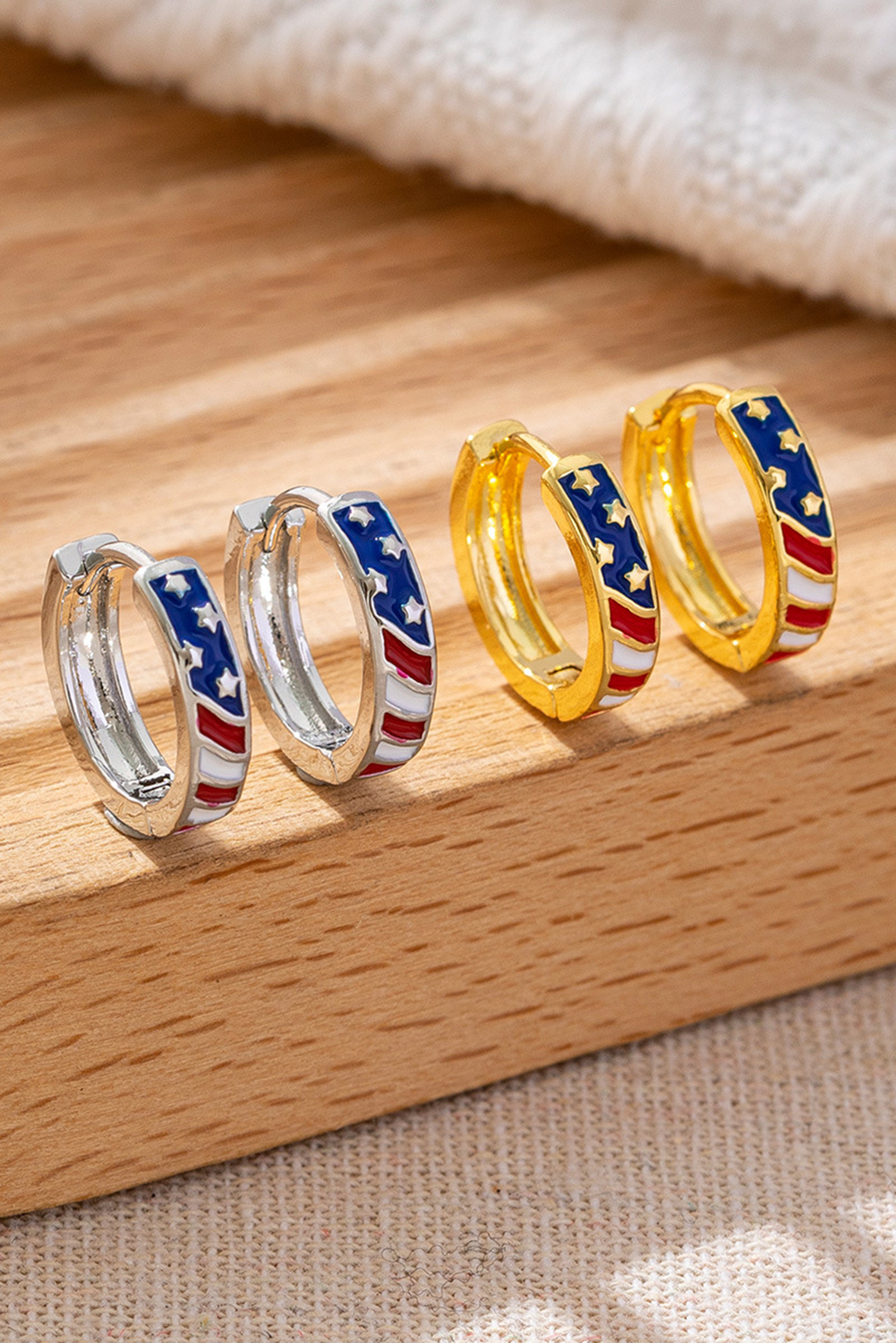 Gold American Flag Plated Alloy Hoop Earrings - loveforevers
