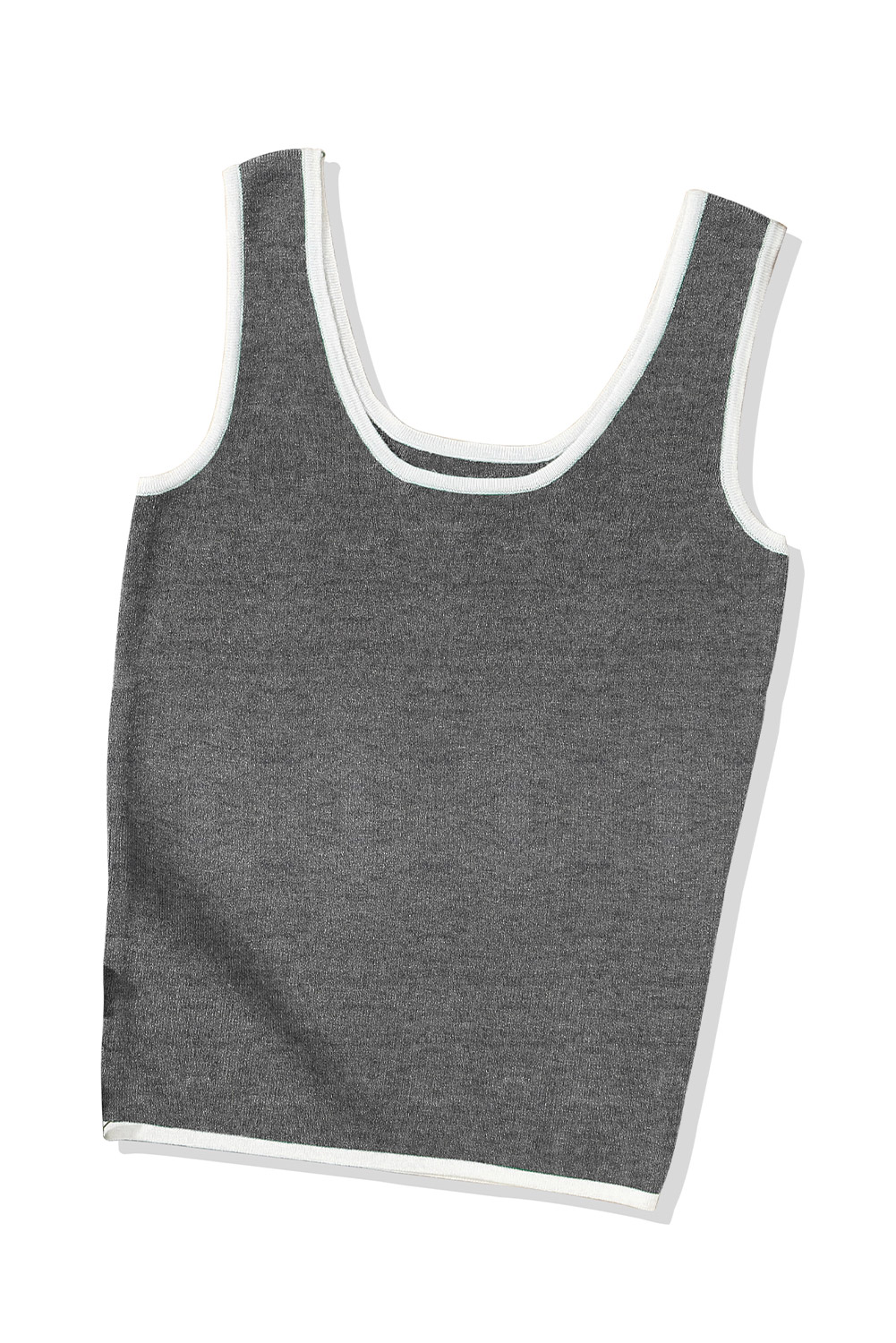 Dark Green Lightweight Ribbed Knit Contrast Trim Sweater Vest - loveforevers