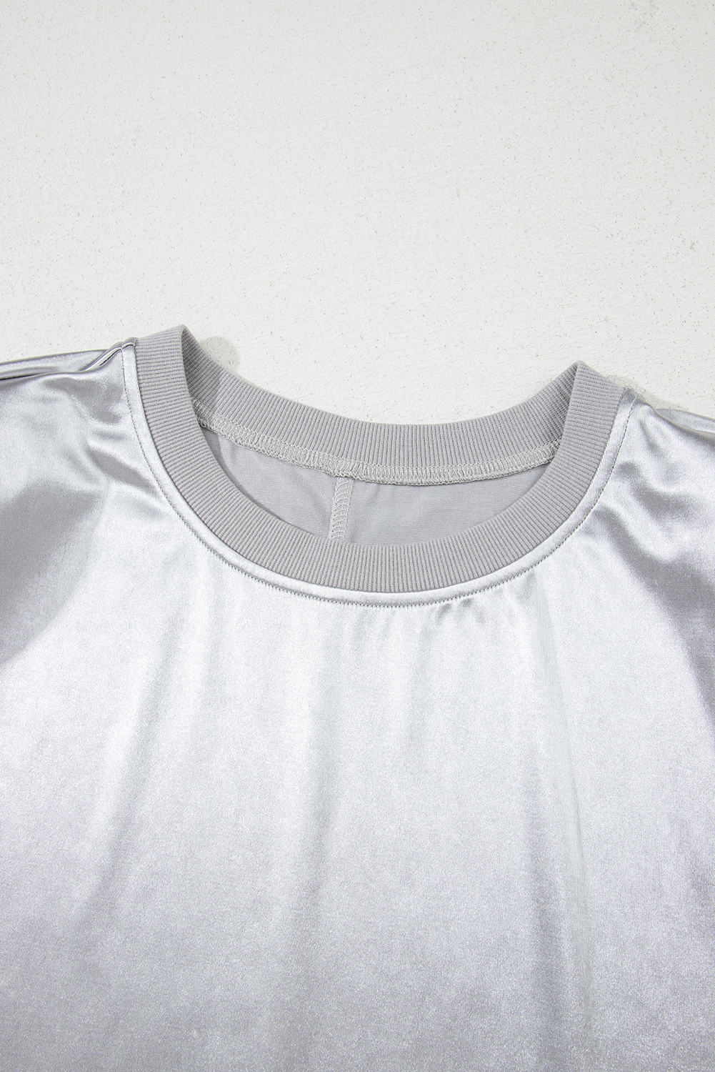 Silvery Metallic Luster Crew Neck Shift Tank Top - loveforevers