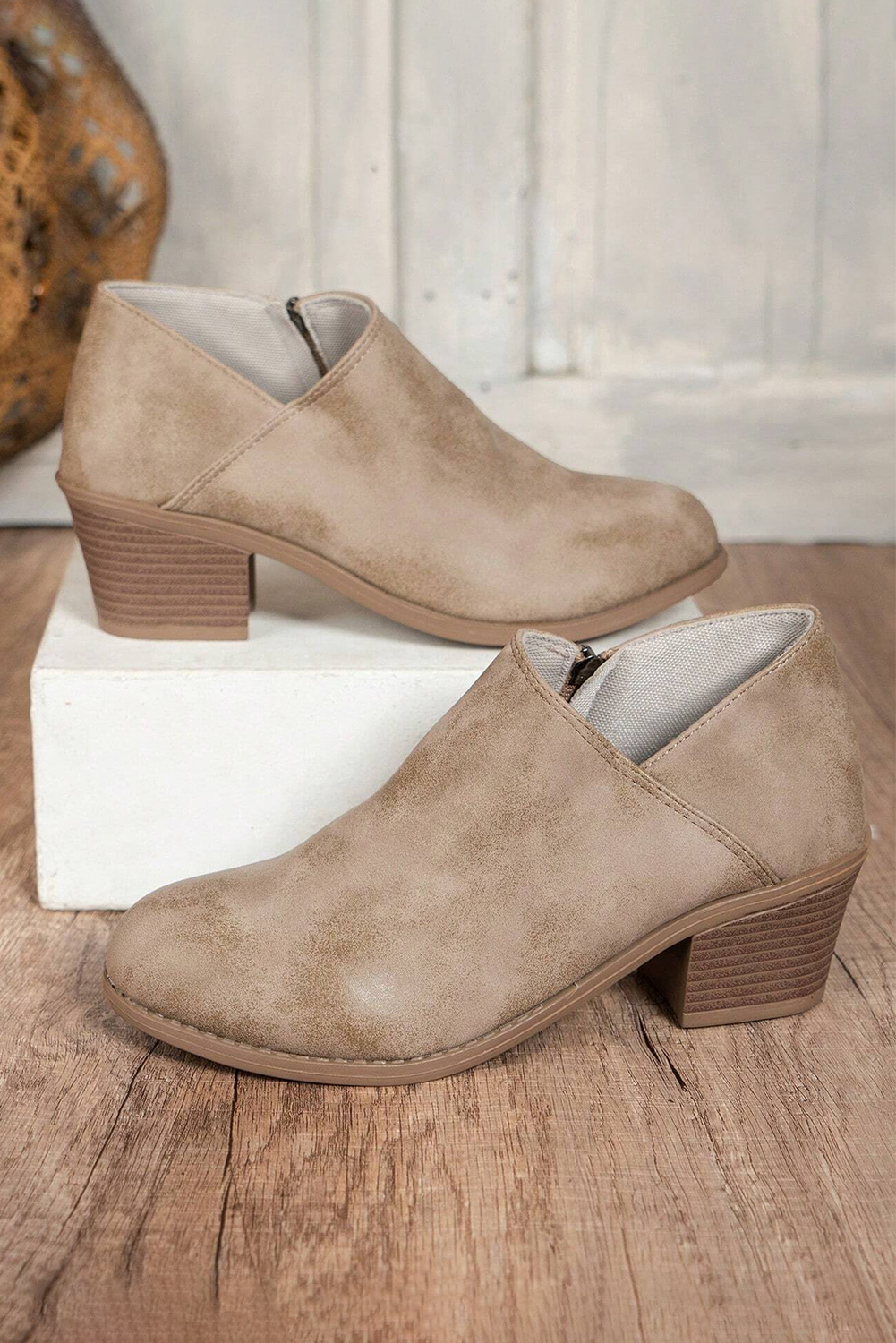 Philippine Gray Tulip Opening Suede Ankle Boots - loveforevers
