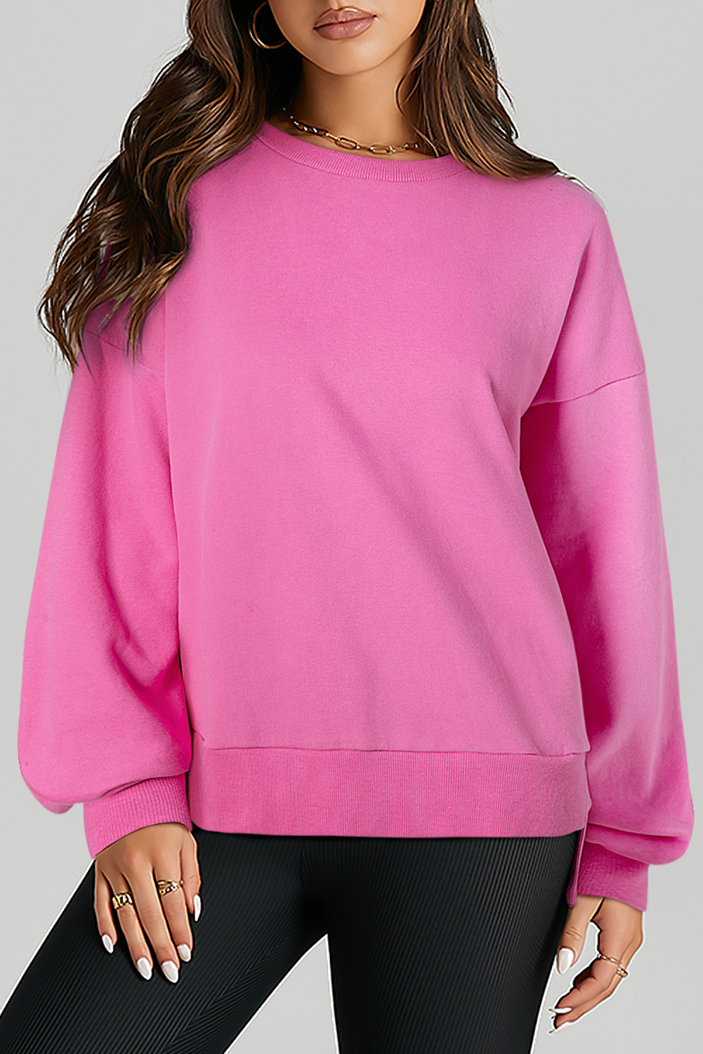 Grass Green Solid Fleece Lined Drop Shoulder High Low Sweatshirt - loveforevers