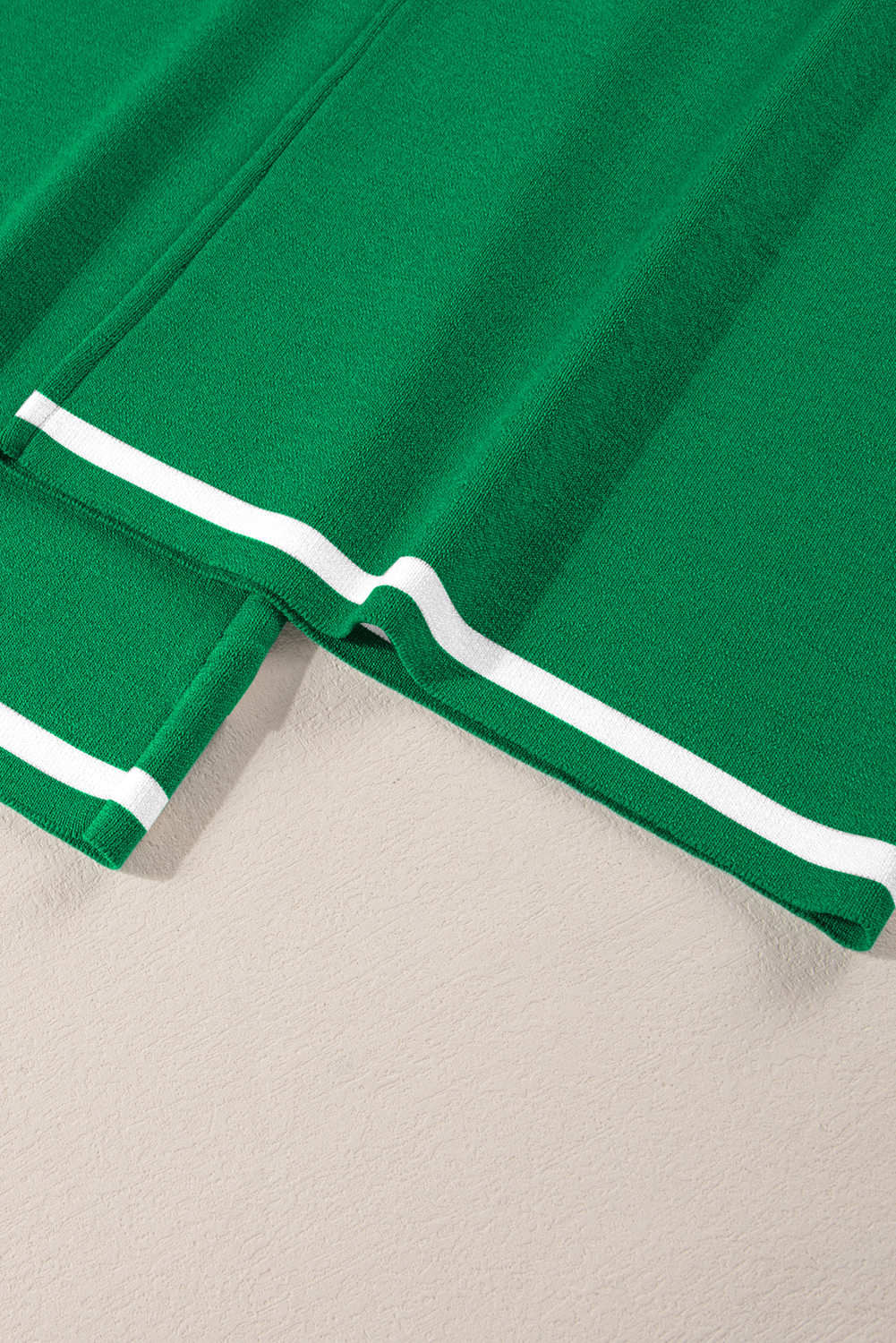 Blackish Green Contrast Trim Half Sleeve Top Drawstring Pants Loose 2pcs Sweater Suit - loveforevers