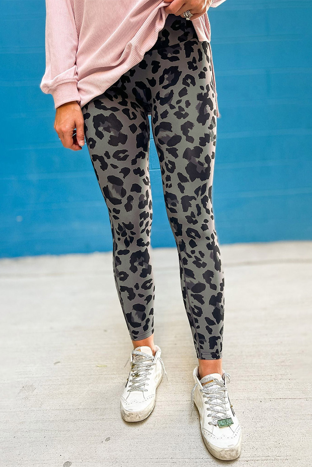 Gray Classic Leopard Print Active Leggings - loveforevers