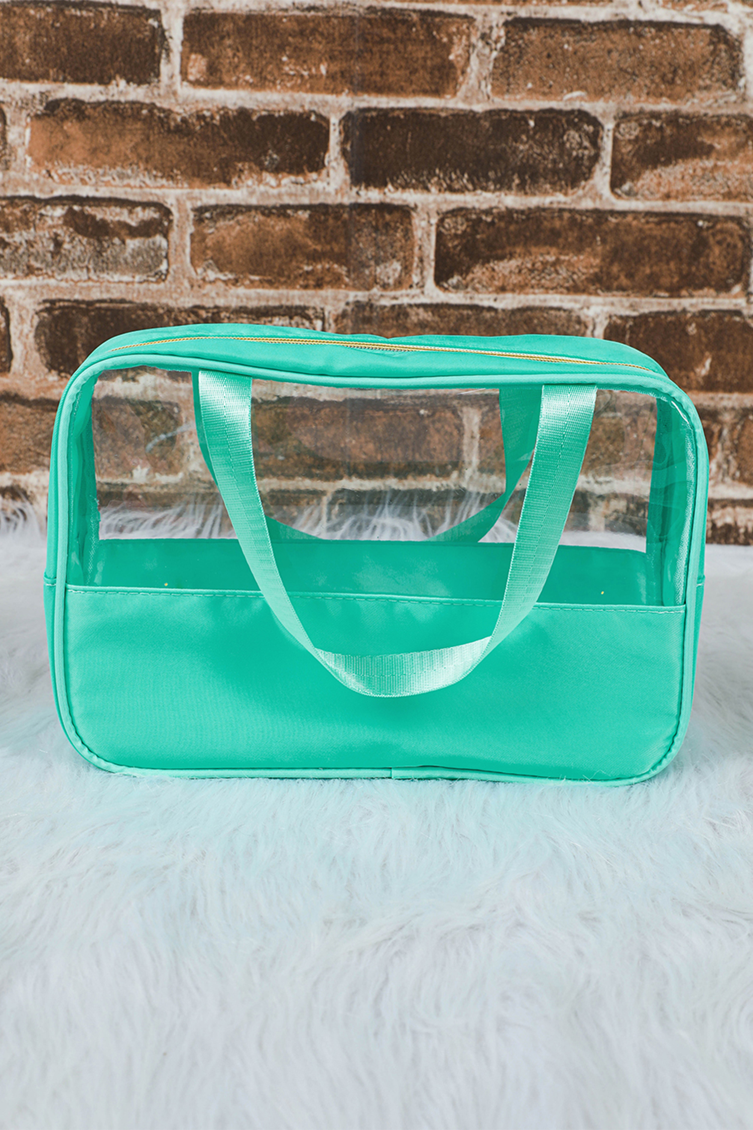 Light Pink TRAVEL Chenille Letter Clear PVC Makeup Bag - loveforevers