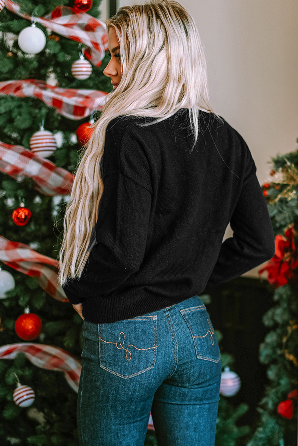 White Merry & Bright Round Neck Casual Sweater - loveforevers