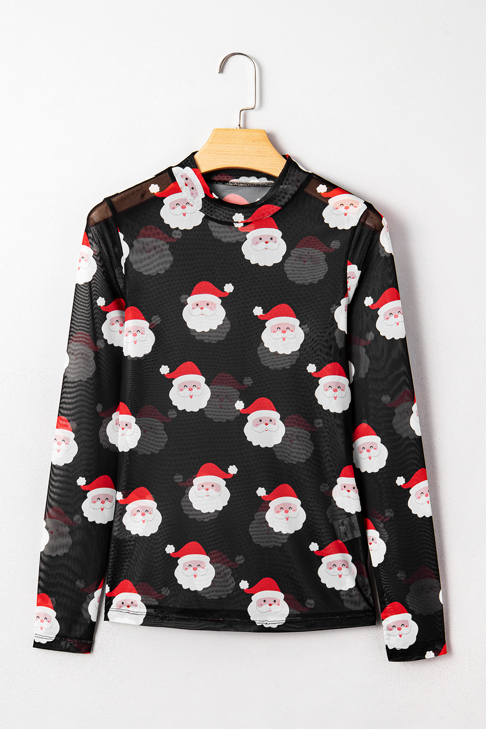 Black Christmas Fashion Print Slim Fit Long Sleeve Top - loveforevers