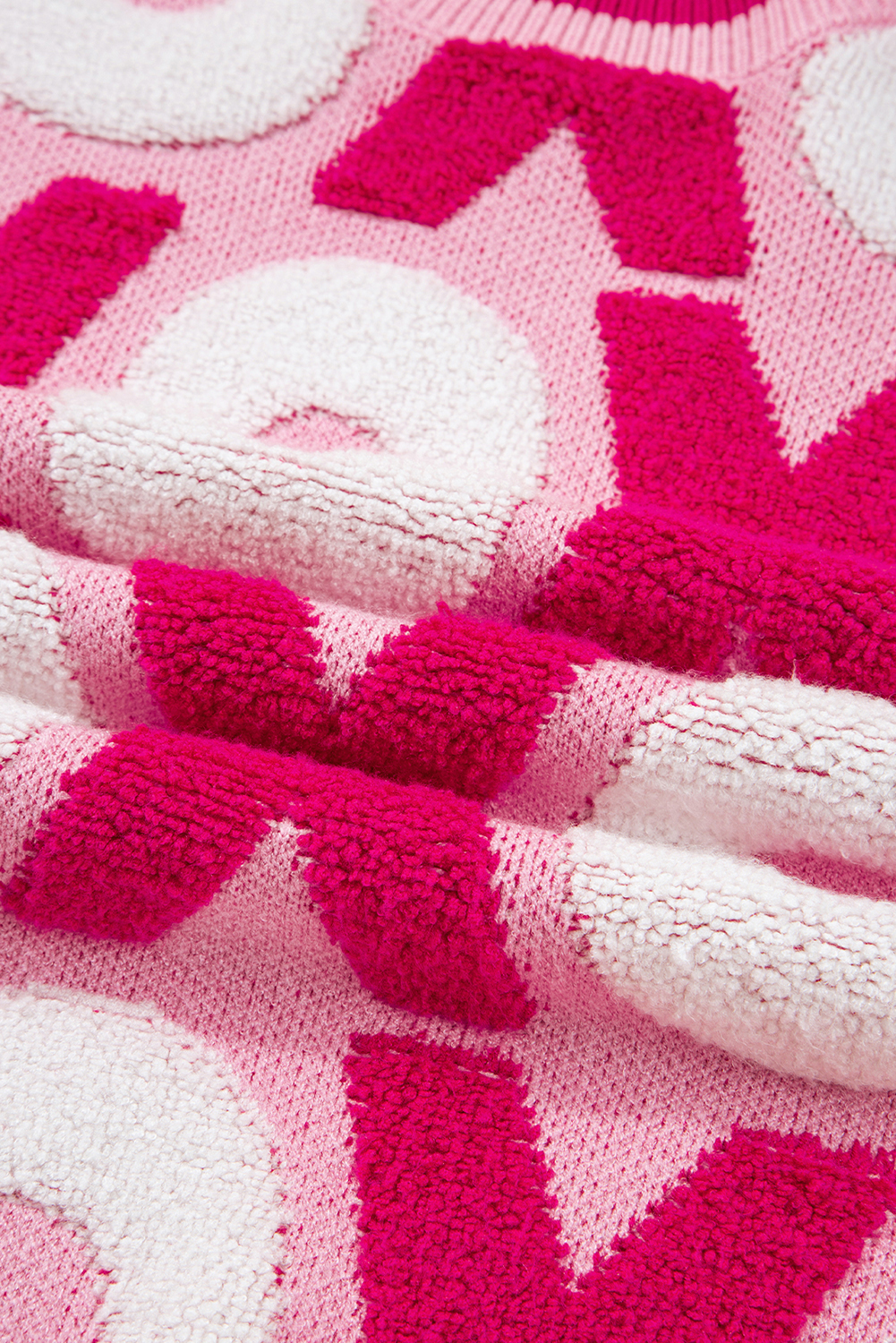 Pink XOXO Pattern Drop Shoulder Crewneck Valentines Sweater - loveforevers