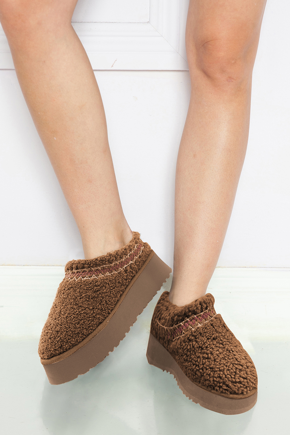 Oatmeal Embroidered Sherpa Plush Thick Sole Snow Boots - loveforevers