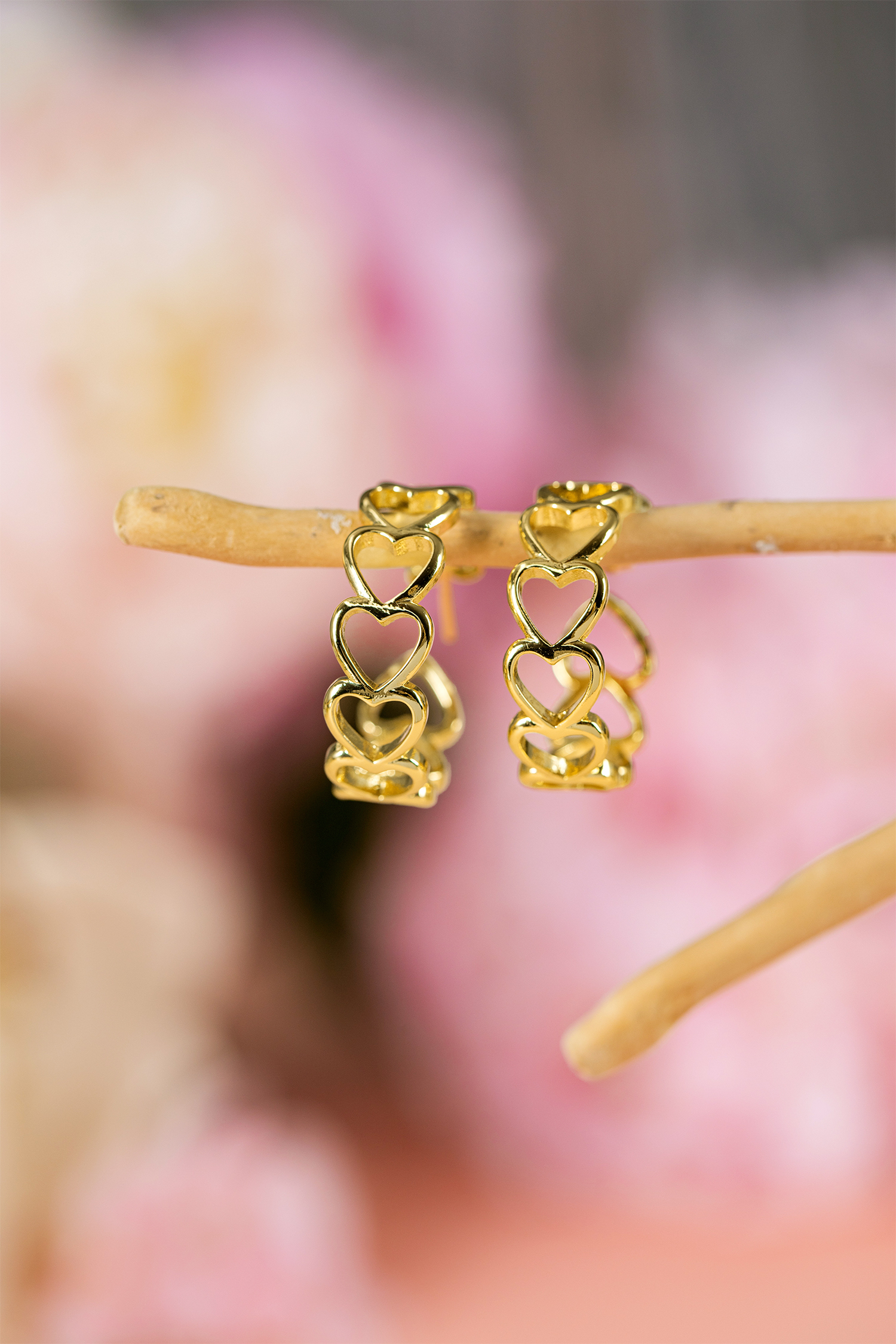 Gold Plated Heart Link Hoop Stud Earrings - loveforevers
