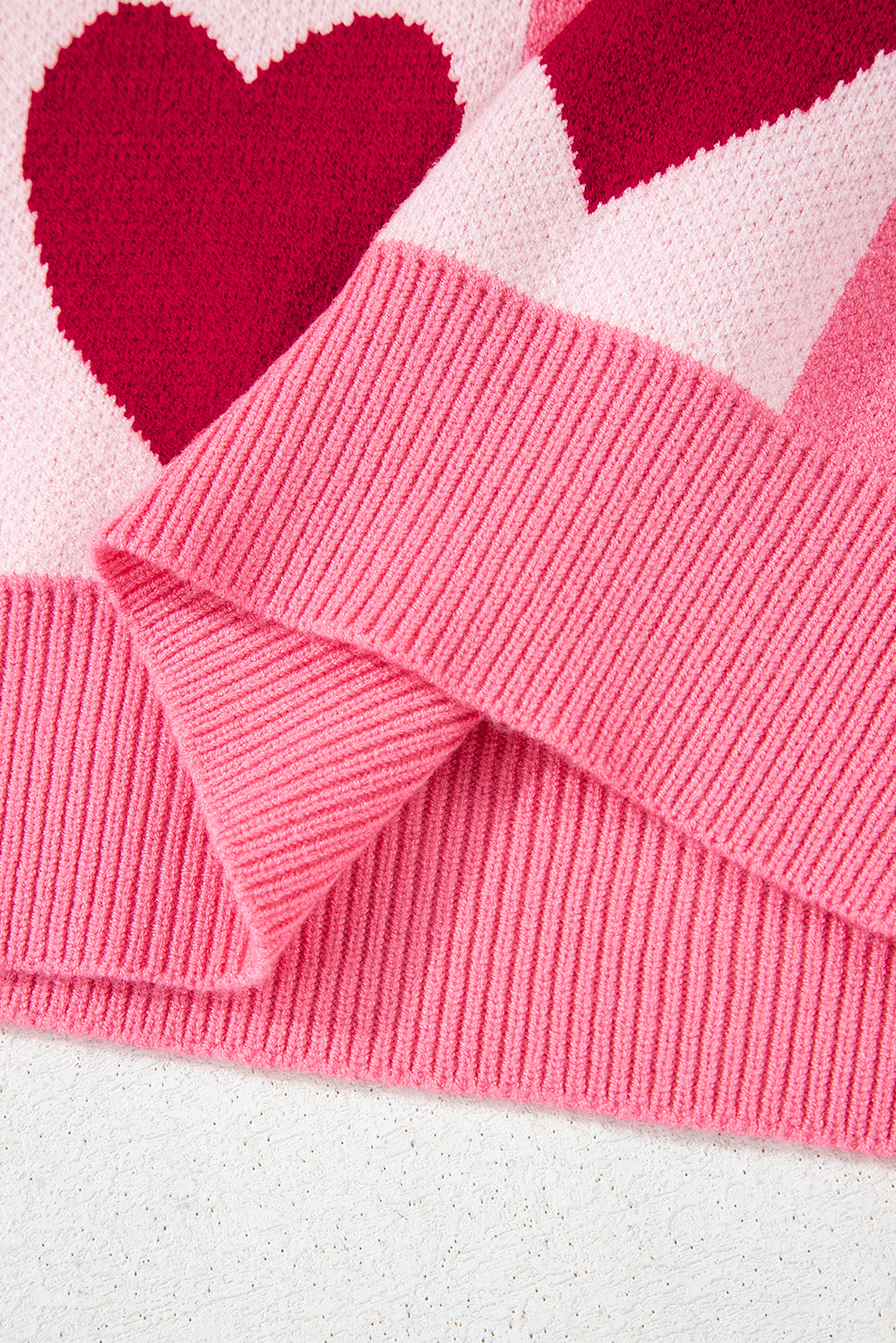 Pink Love Heart Checkered Valentine Crew Neck Sweater - loveforevers