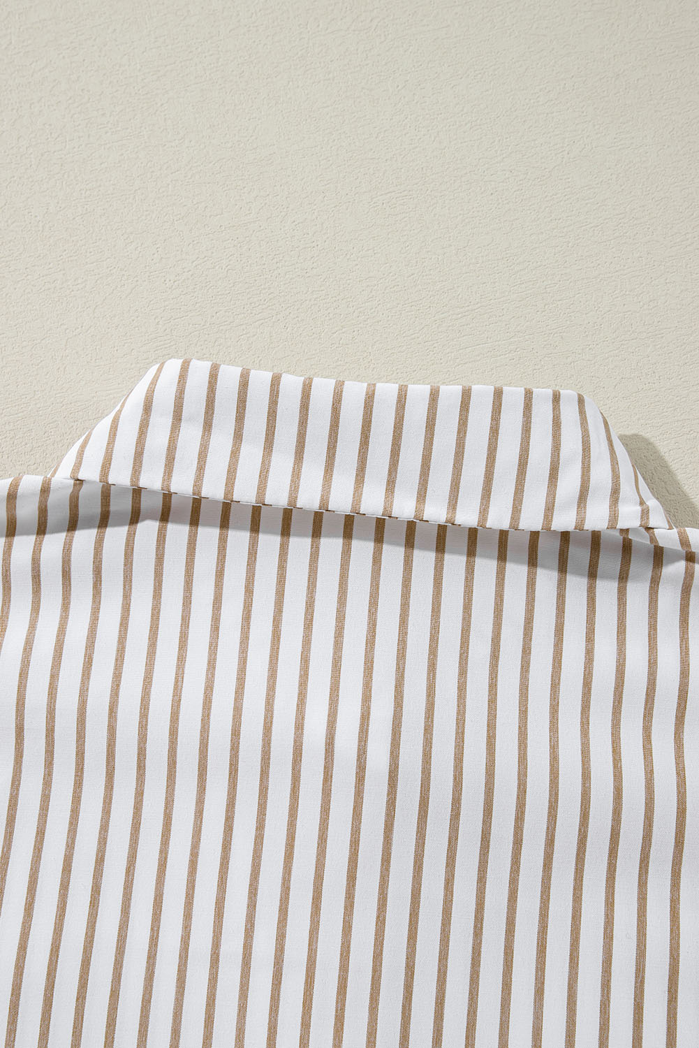 Khaki Stripe Long Sleeve Button Up Mini Shirt Dress - loveforevers
