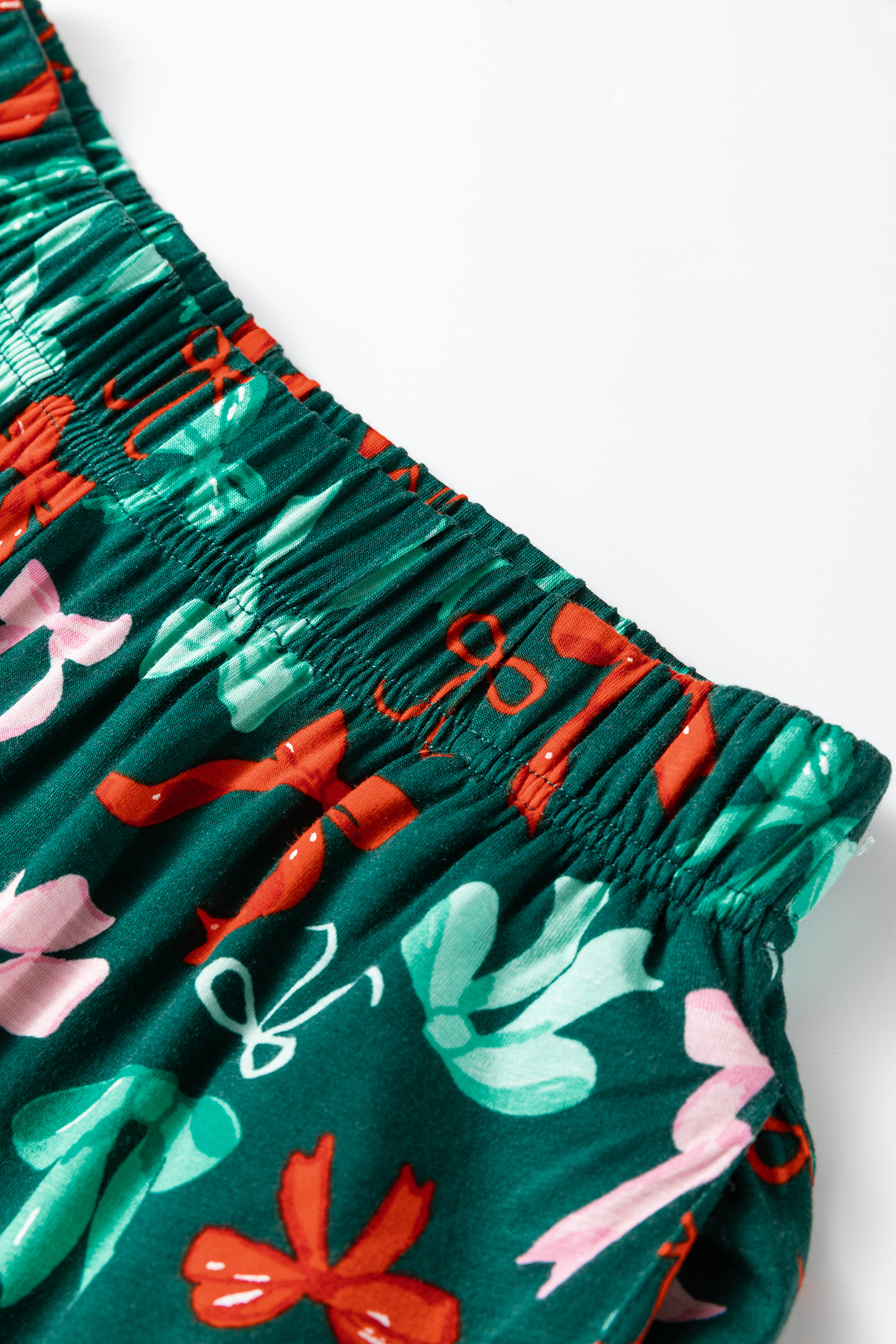 Green Festive Bow Print 2pcs Pajama Pant Set - loveforevers