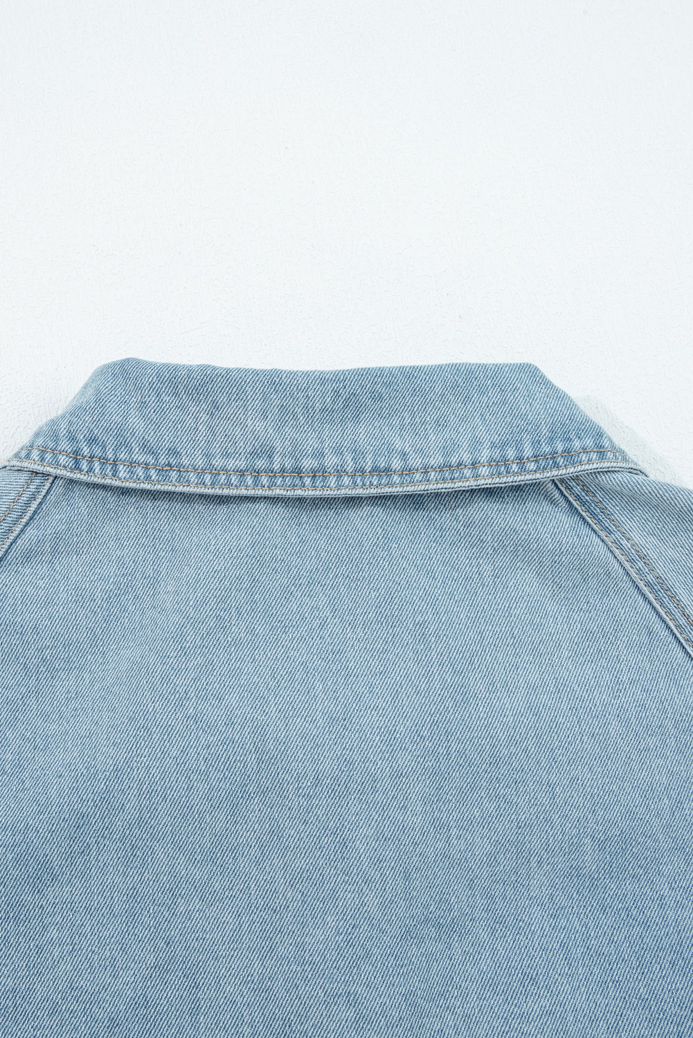 Myosotis Elastic Edge Collared Zip Up Denim Jacket With Pocket - loveforevers