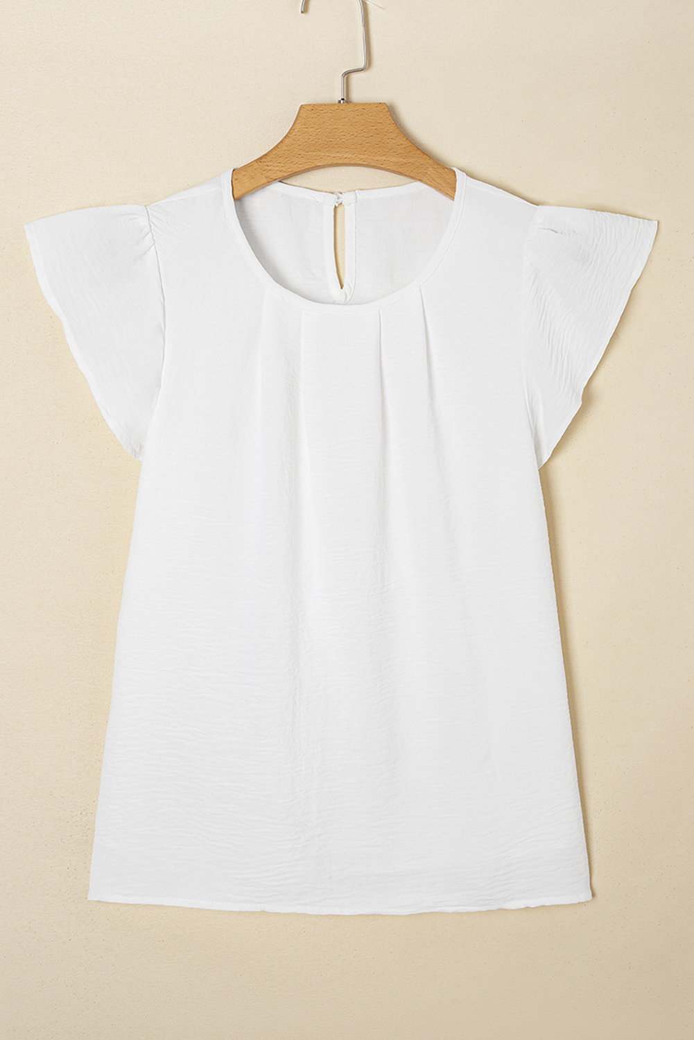 Black Flounce Sleeve Pleated Textured Blouse - loveforevers