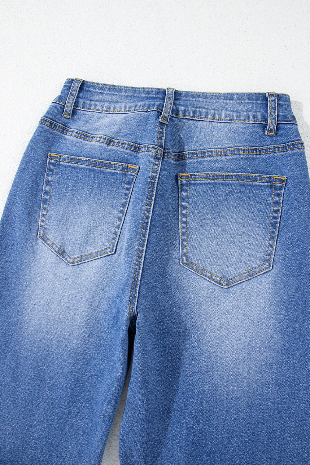 Real Teal Raw Hem Unique Cuffs Straight High Rise Loose Jeans - loveforevers
