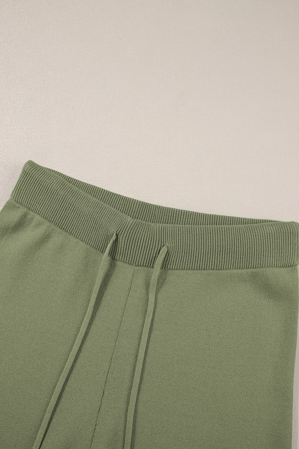 Blackish Green Contrast Trim Half Sleeve Top Drawstring Pants Loose 2pcs Sweater Suit - loveforevers