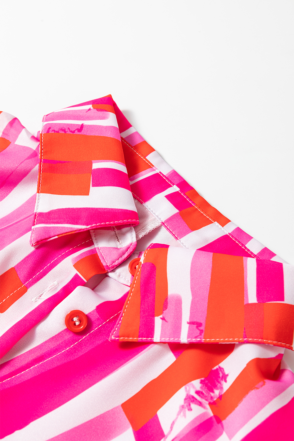 Pink Abstract Print Batwing Sleeve Casual Shirt - loveforevers