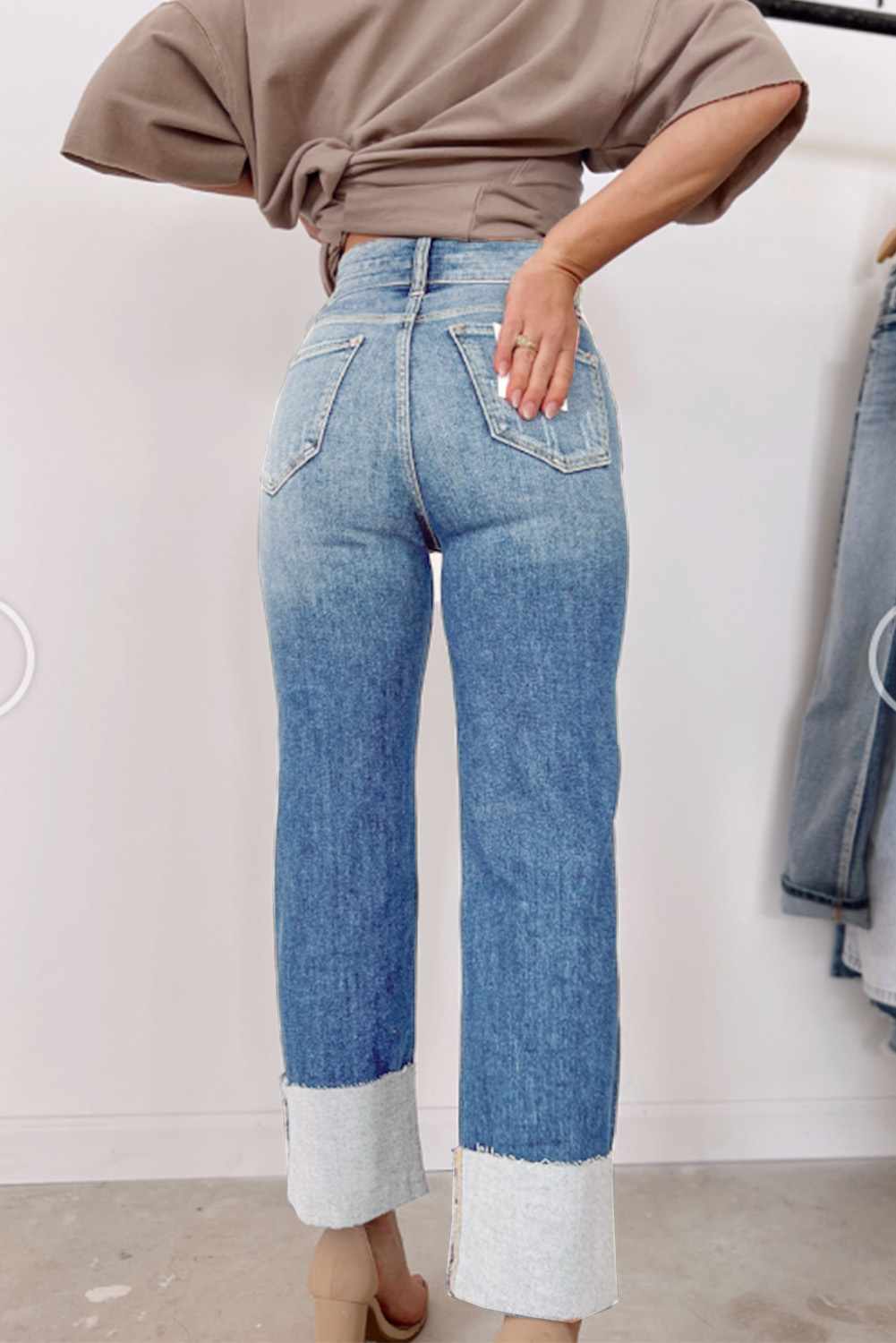 High Waist Distressed Straight Leg Jeans - loveforevers