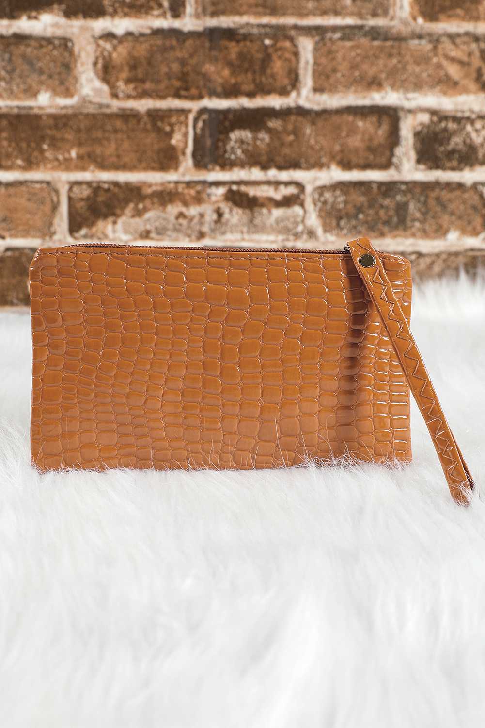 Black Crocodile Pattern Zipper Wristlet Wallet - loveforevers