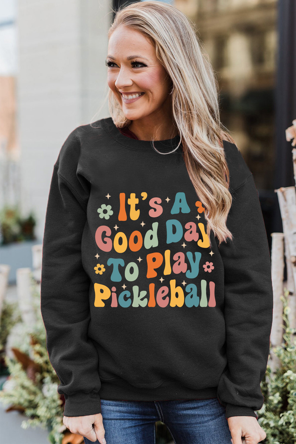 Black Its A Good Day To Play Pickleball Cute Graphic Sweatshirt - loveforevers