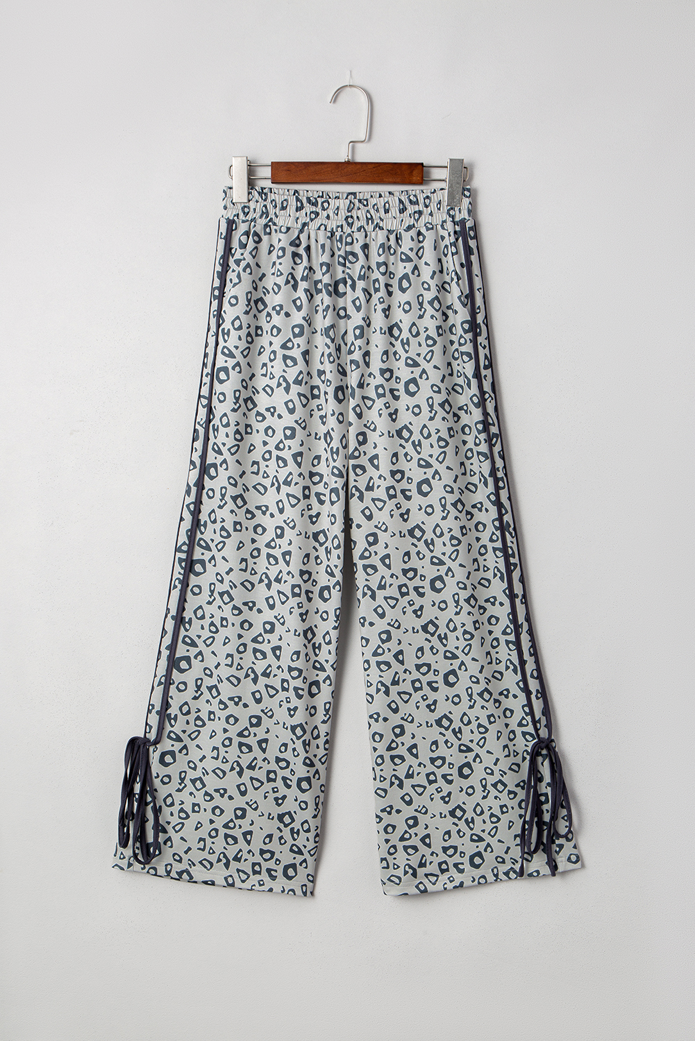 Gray Leopard High Waist Side Bow Straight Leg - loveforevers