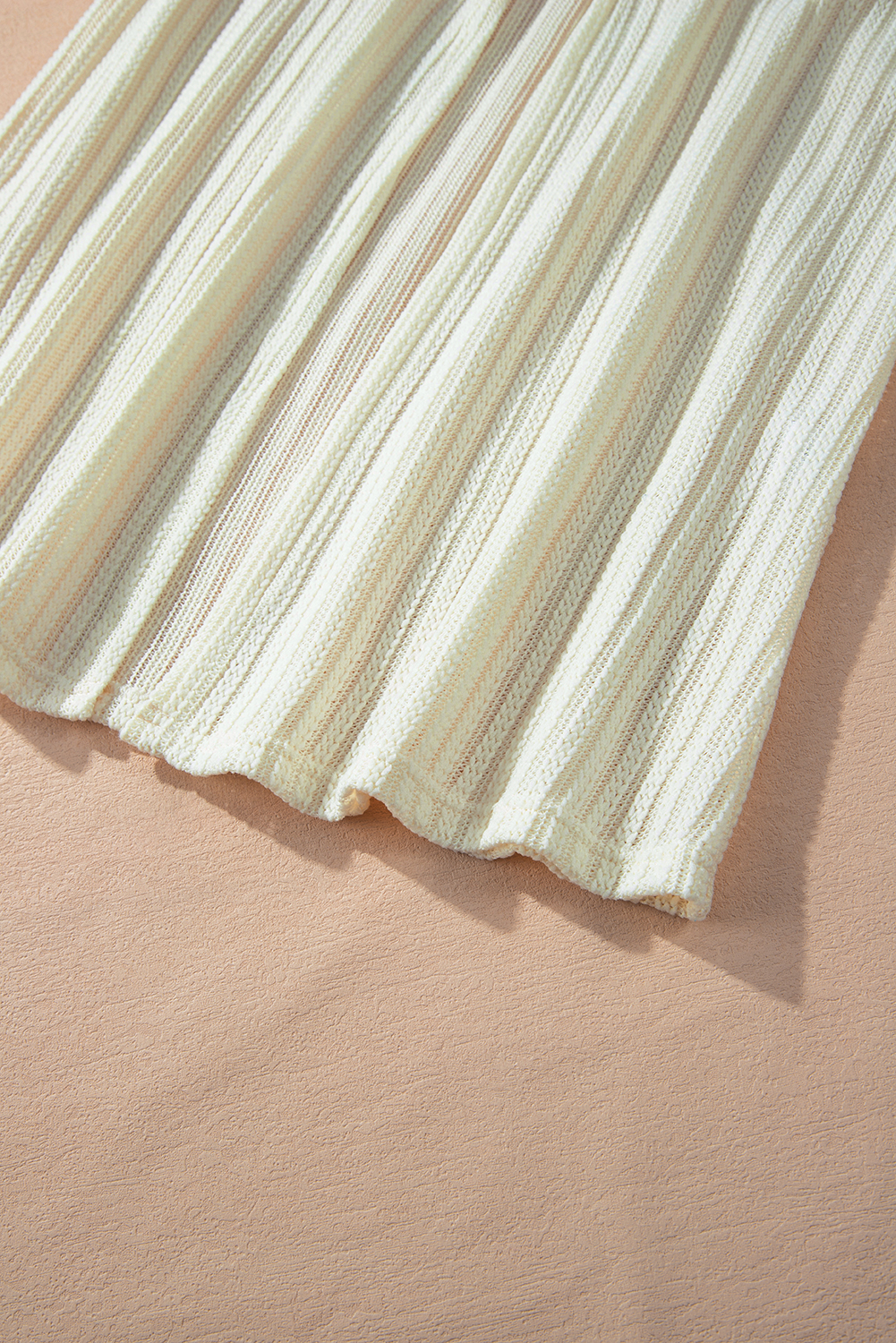 Beige Textured Lantern Sleeve Open Kimono - loveforevers