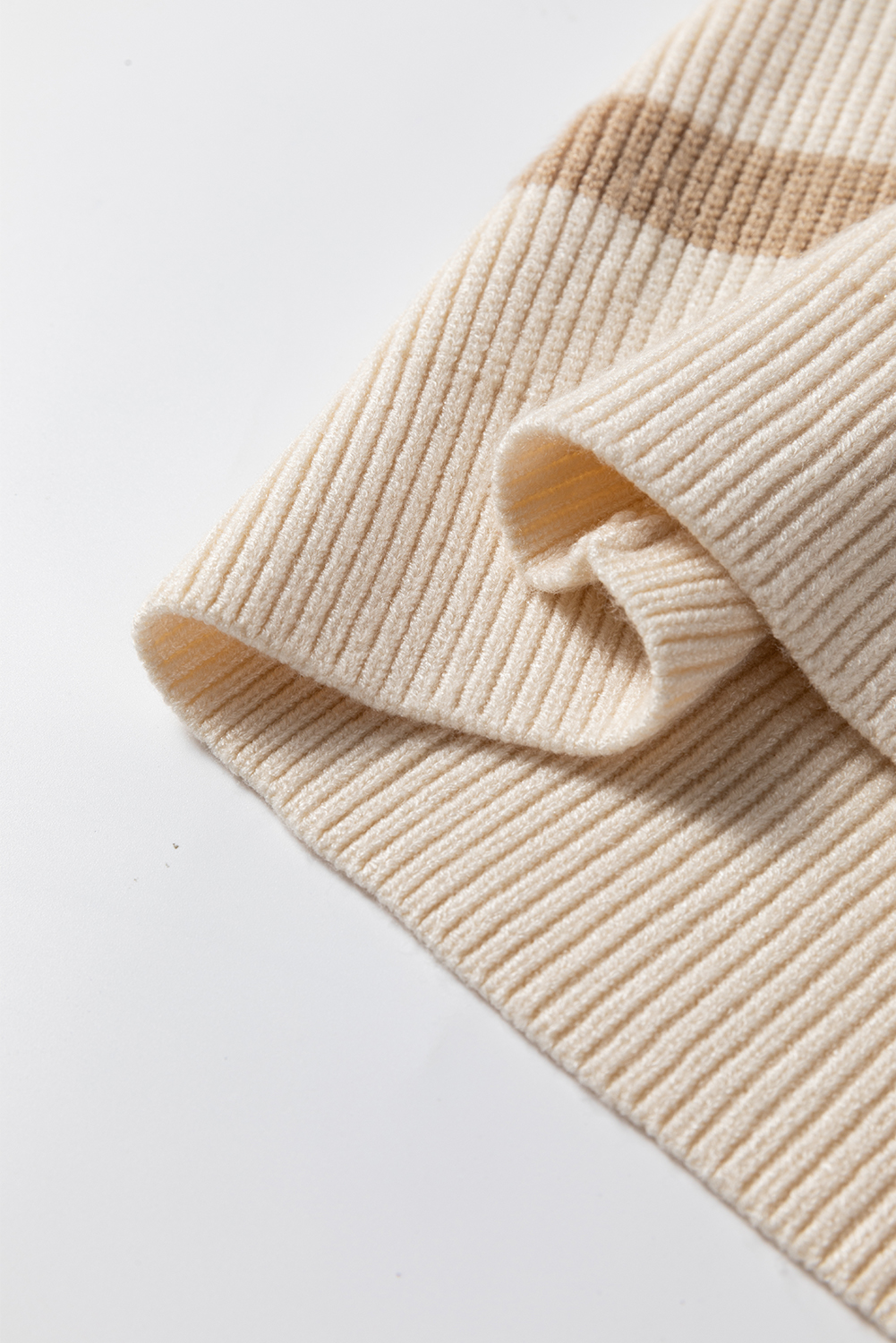 Khaki Stripe Ribbed Half Zip Collared Sweater Vest - loveforevers