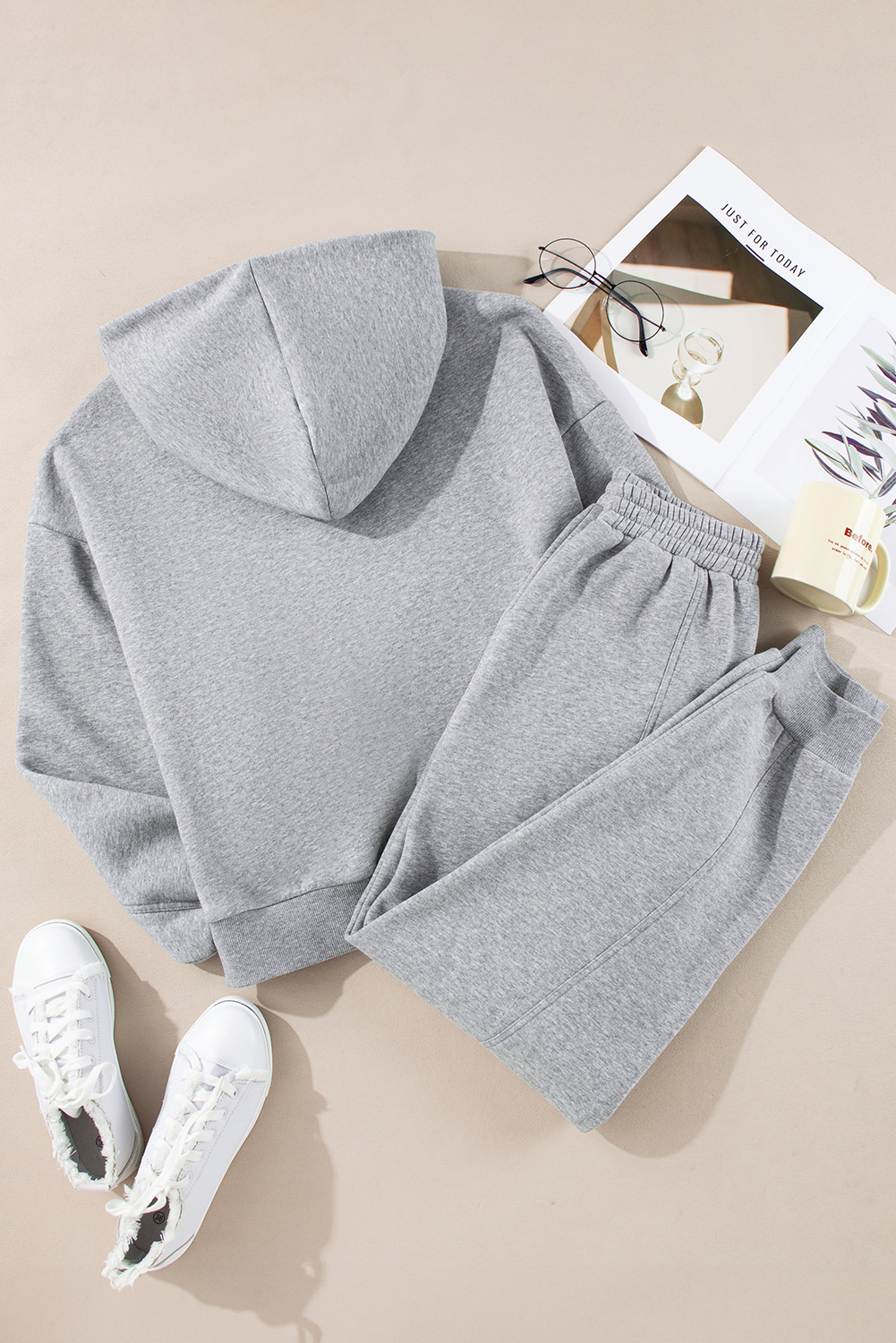 Navy Blue Solid Exposed Seams Hoodie and Joggers Activewear Set - loveforevers