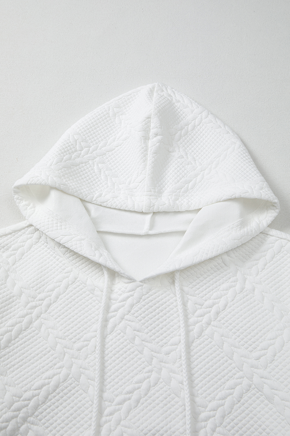 White Cable Lattice Texture Kangaroo Pocket Hoodie - loveforevers