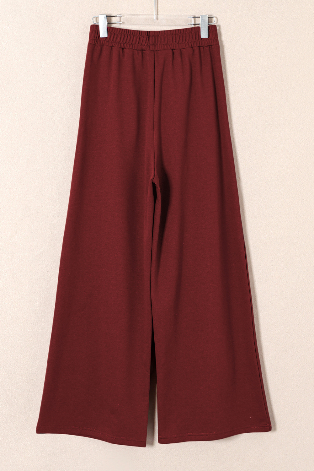 Burgundy Tied Elastic High Waist Pleated Detail Solid Sweatpants - loveforevers