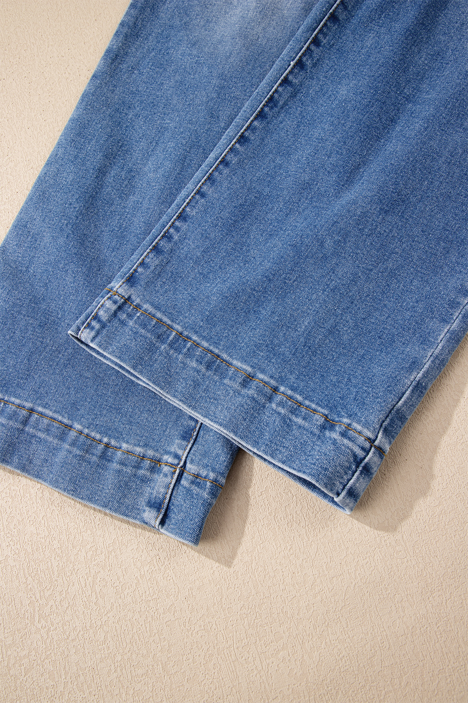 Sky Blue Double Button Zip Fly Straight Leg Jeans - loveforevers