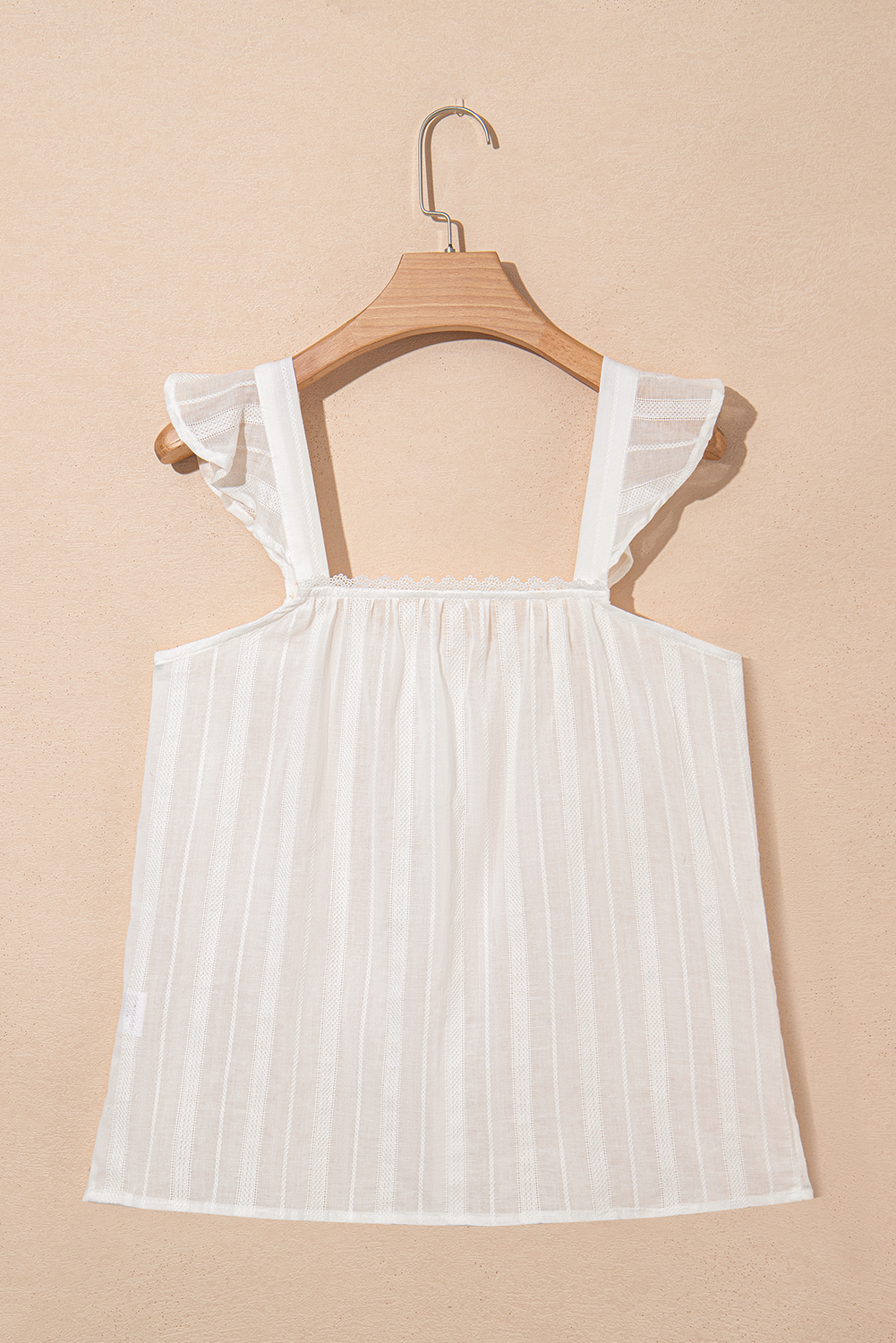 White Lace Crochet Ruffled Buttoned Loose Fit Tank Top - loveforevers