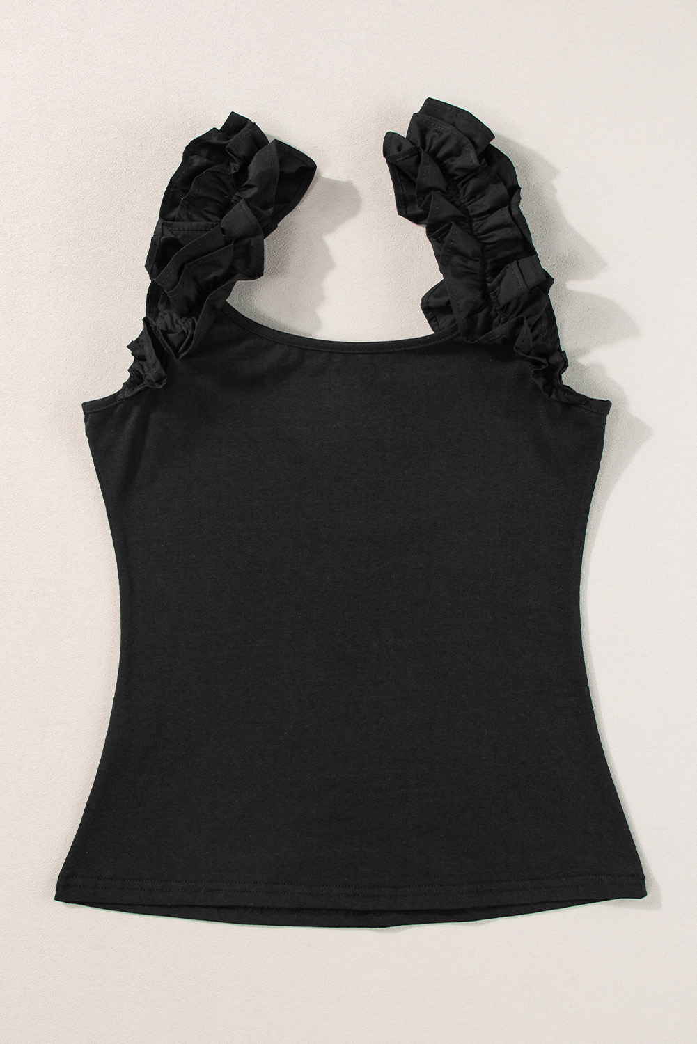 Mint Green Ruffled Wide Straps Slim Tank Top - loveforevers