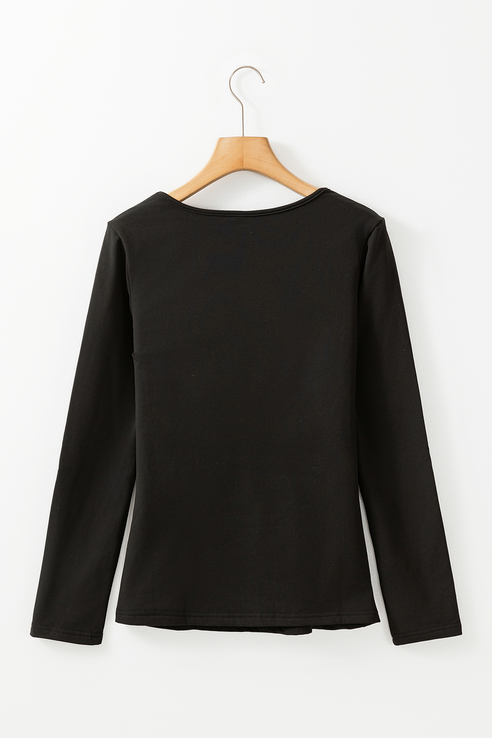 Black Solid Scoop Neck Slim Fit Thermal Top - loveforevers