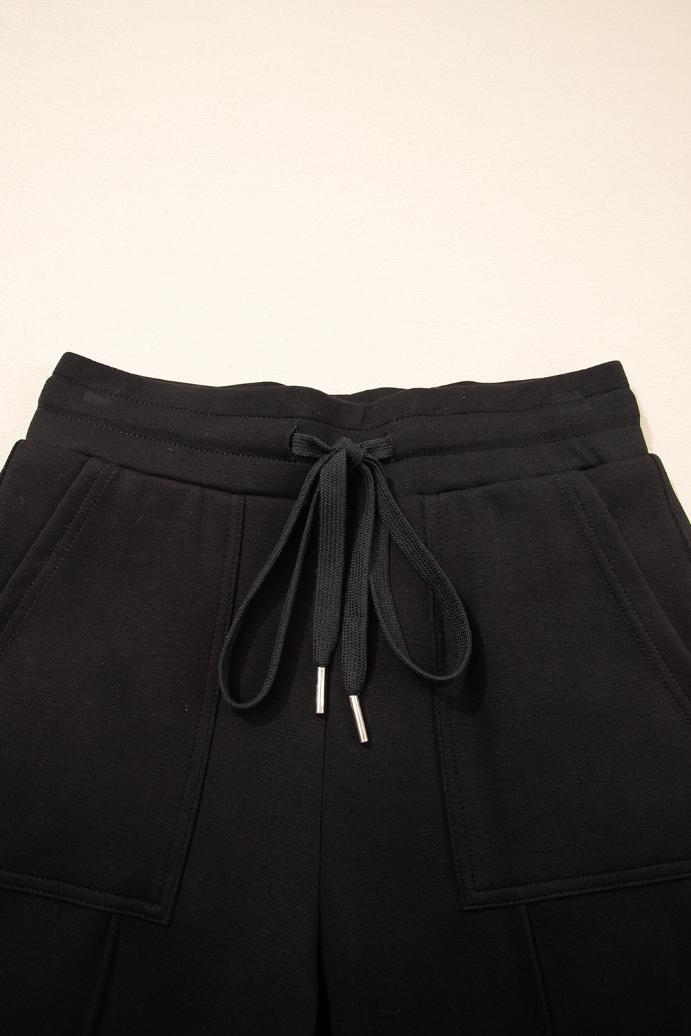 Black Exposed Seam Detail Skinny Drawstring Jogger Pants - loveforevers
