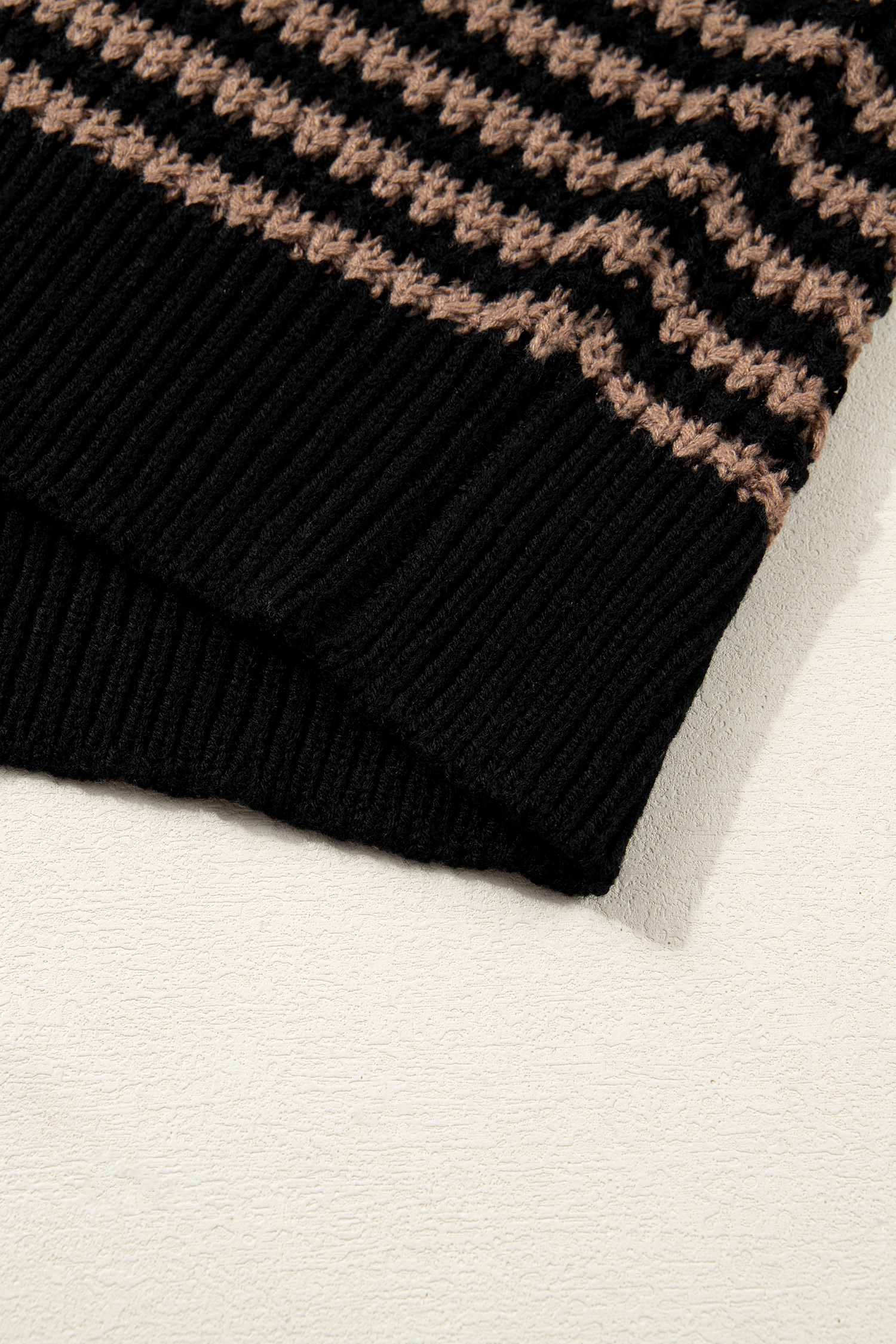 Black Stripe 3/4 Draped Sleeve Slouchy Sweater - loveforevers
