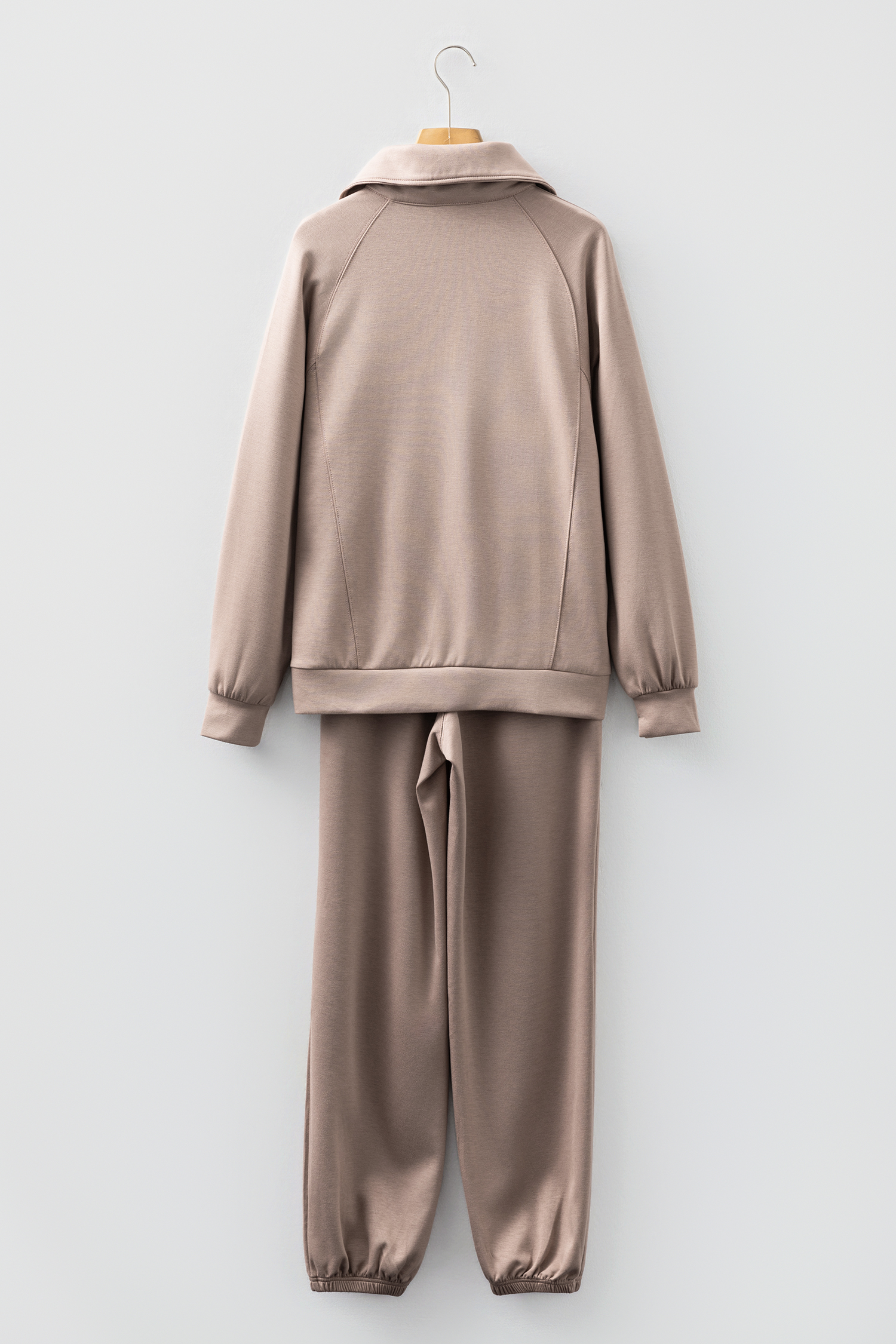 Black Zip Collar Long Sleeve Top Drawstring Pants Set - loveforevers