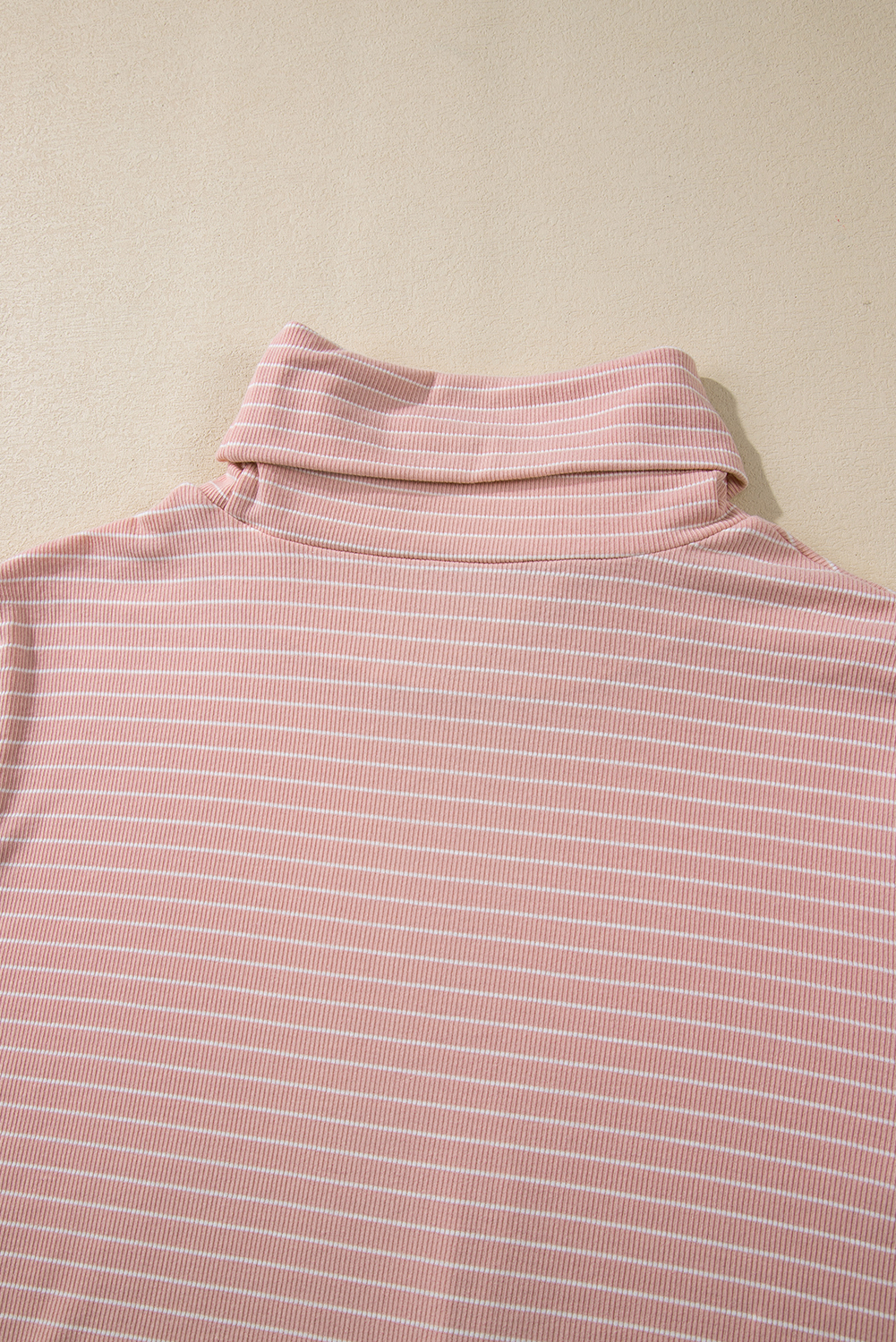 Pink Stripe Cowl Neck Side Slits Loose Fit Long Sleeve Top - loveforevers