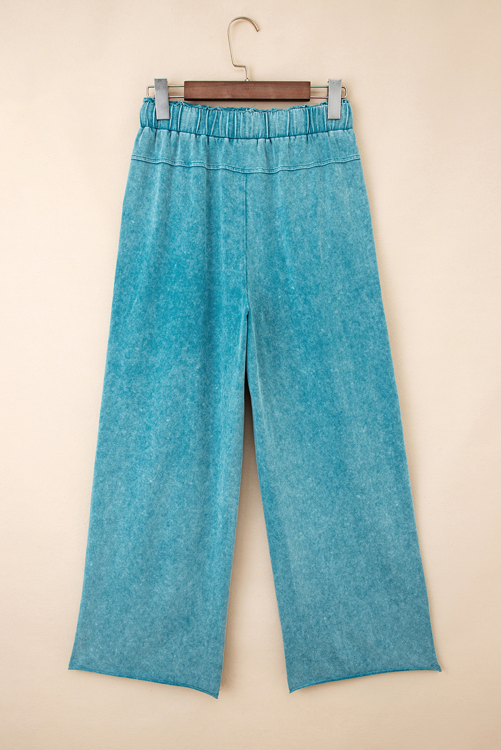 Lapis Mineral Wash Lace-up High Waist Raw Hem Patched Pocket Pants - loveforevers