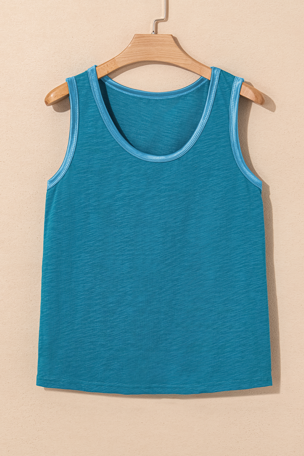 Tan Metallic Sheen Edge Scoop Neck Tank Top - loveforevers