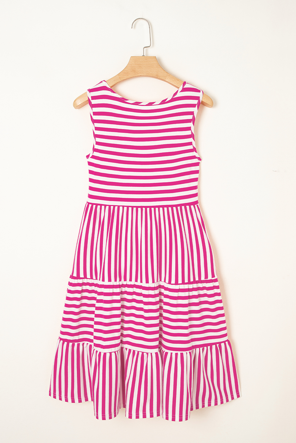 Black Stripe U Neck Sleeveless Loose Fit Mini Dress - loveforevers