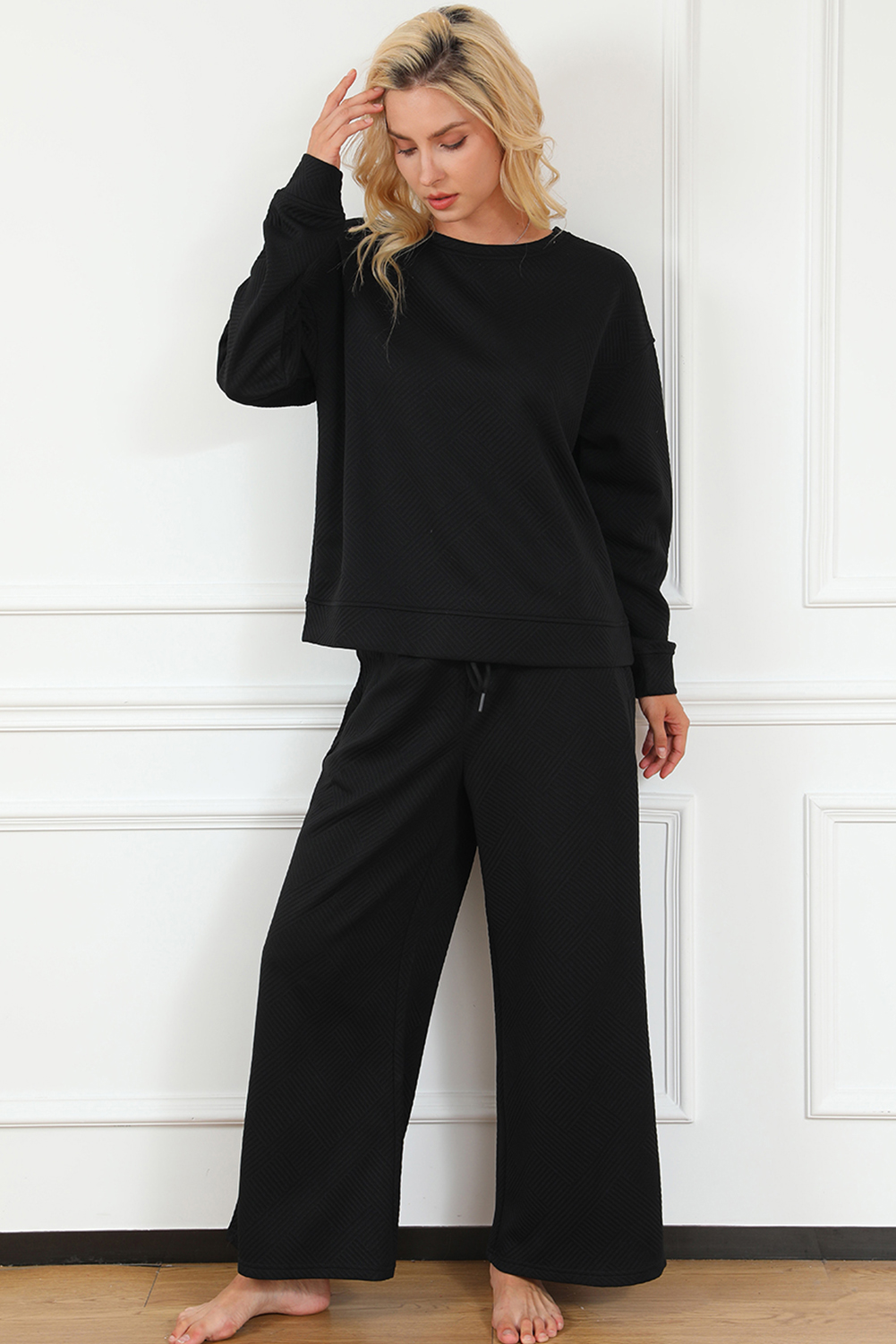 Red Dahlia Ultra Loose Textured 2pcs Slouchy Outfit - loveforevers