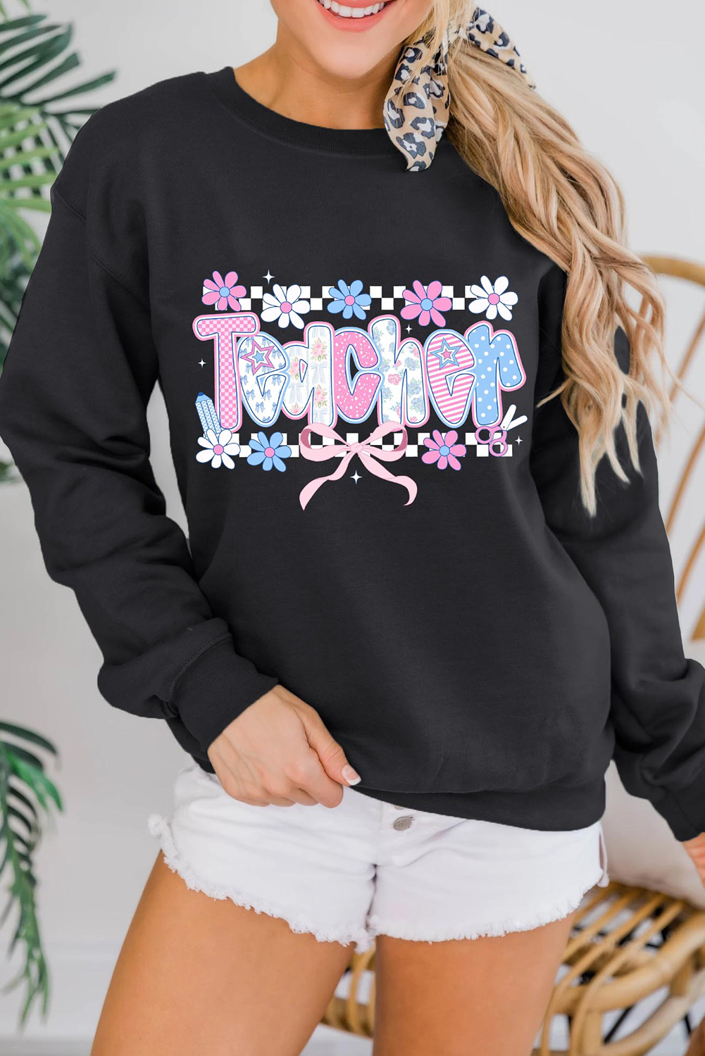 Black Custom Teacher Graphic Sweatshirt - loveforevers