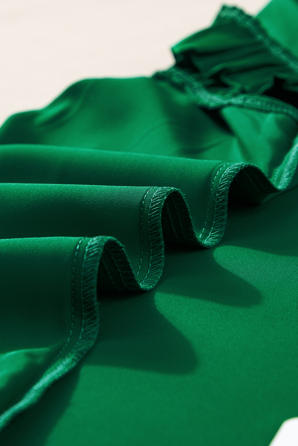 Bright Green Pleated Mock Neck Frilled Trim Sleeveless Top - loveforevers