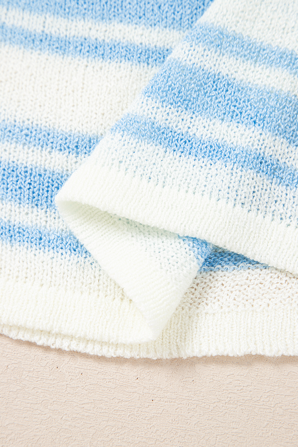 Sky Blue Stripe Boxy Fit Wide Sleeve Sweater T Shirt - loveforevers